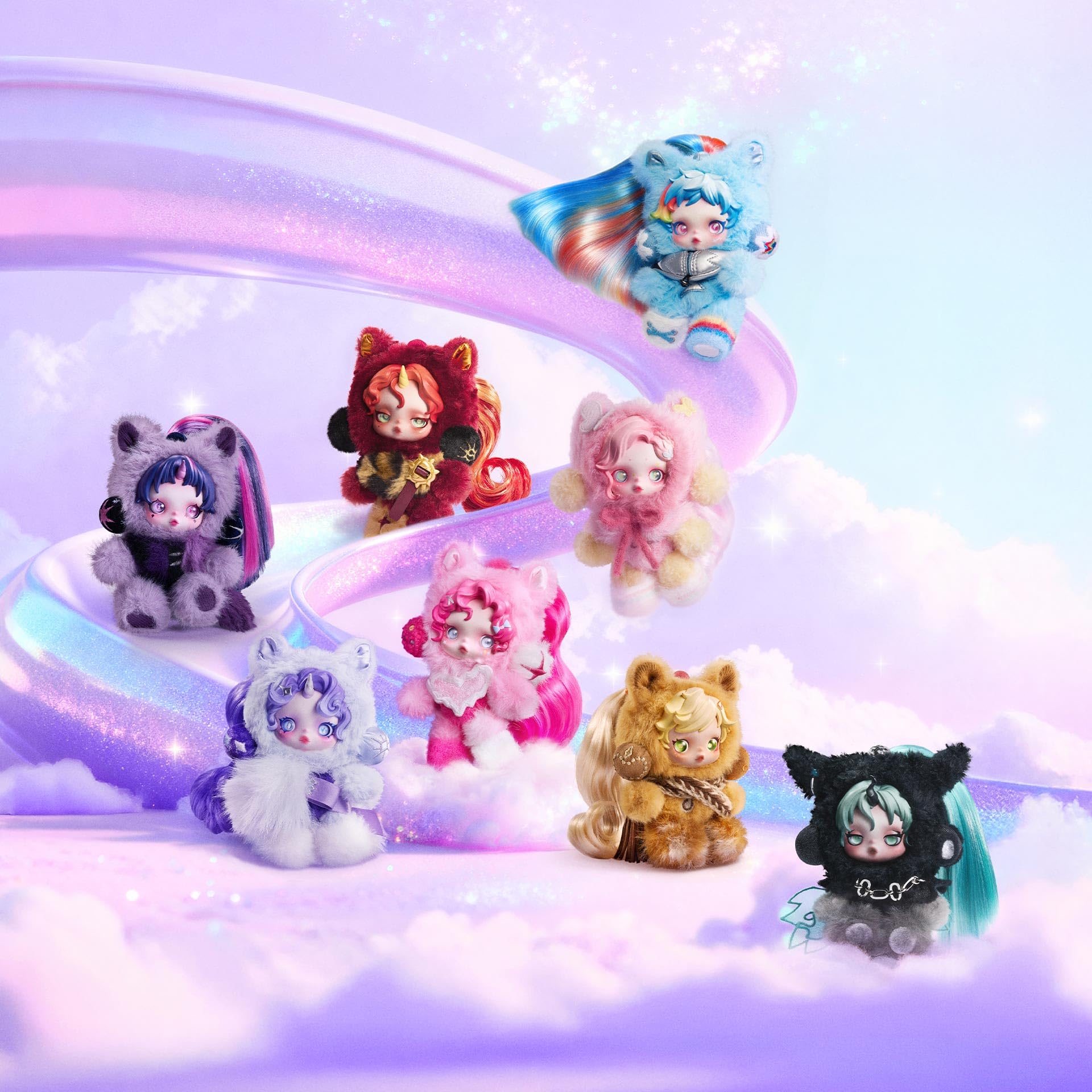 POP MART SKULLPANDA × My Little Pony Series Bambola Peluche, Portachiavi Carino Blind Box Mystery Box, Figure, Giocattoli da Collezione, Ciondoli per Borsa, Regali per le Vacanze e il Compleanno per