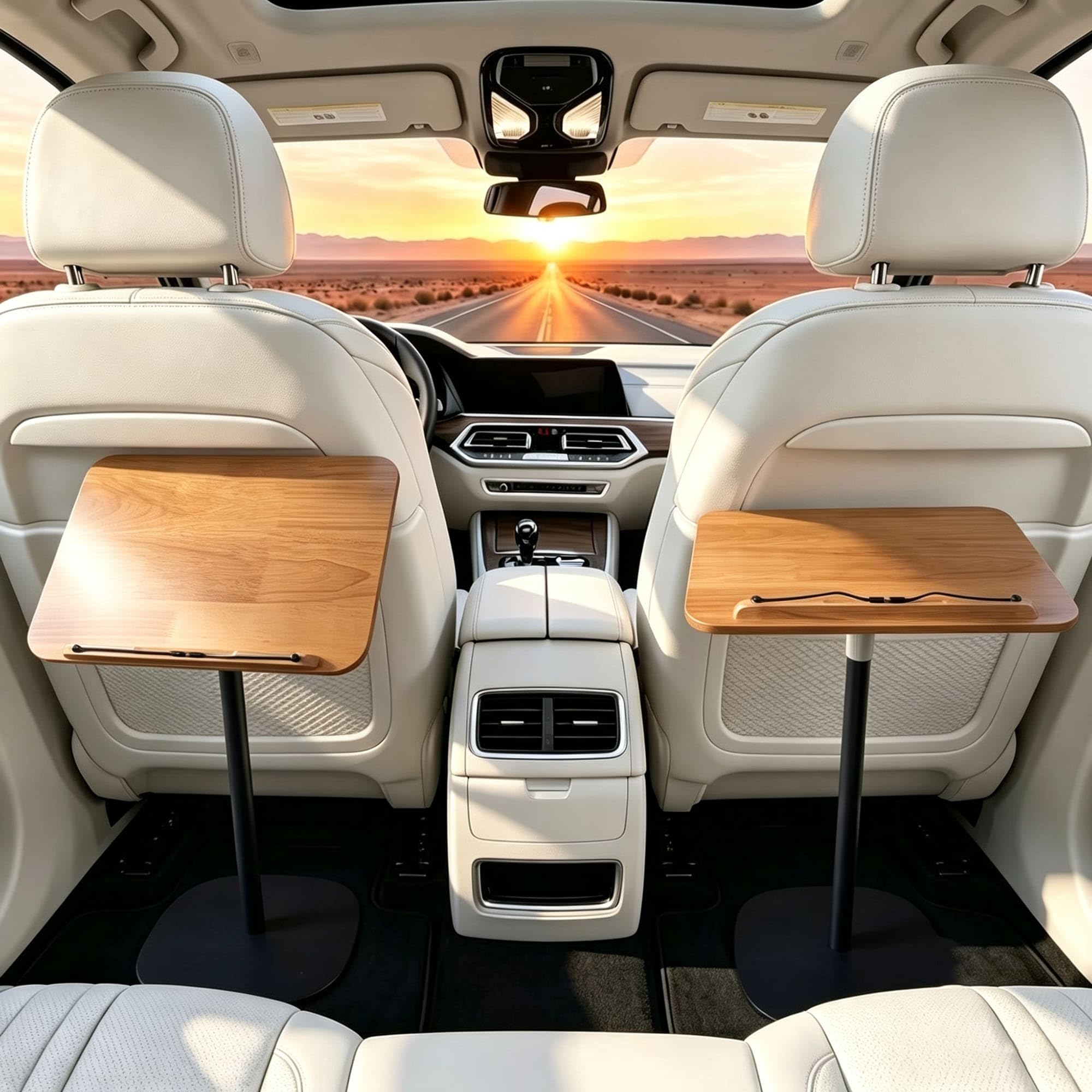 Escritorio ajustable para caravana y cámper con tablero de madera maciza rotatorio