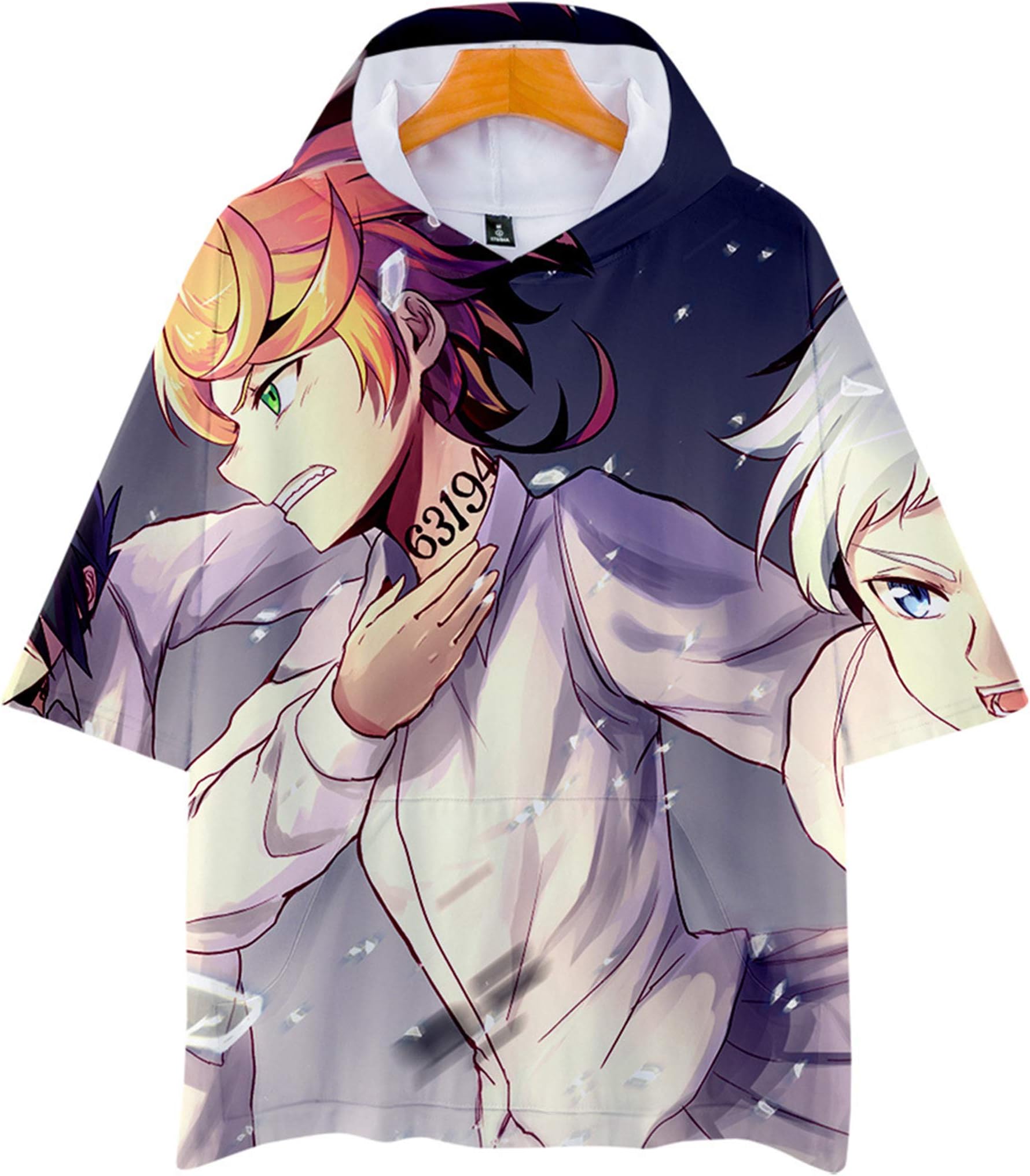 The Promised Neverland Shirt Anime Loose Hooded T-Shirt T-Shirt Top for Teens Women/Men