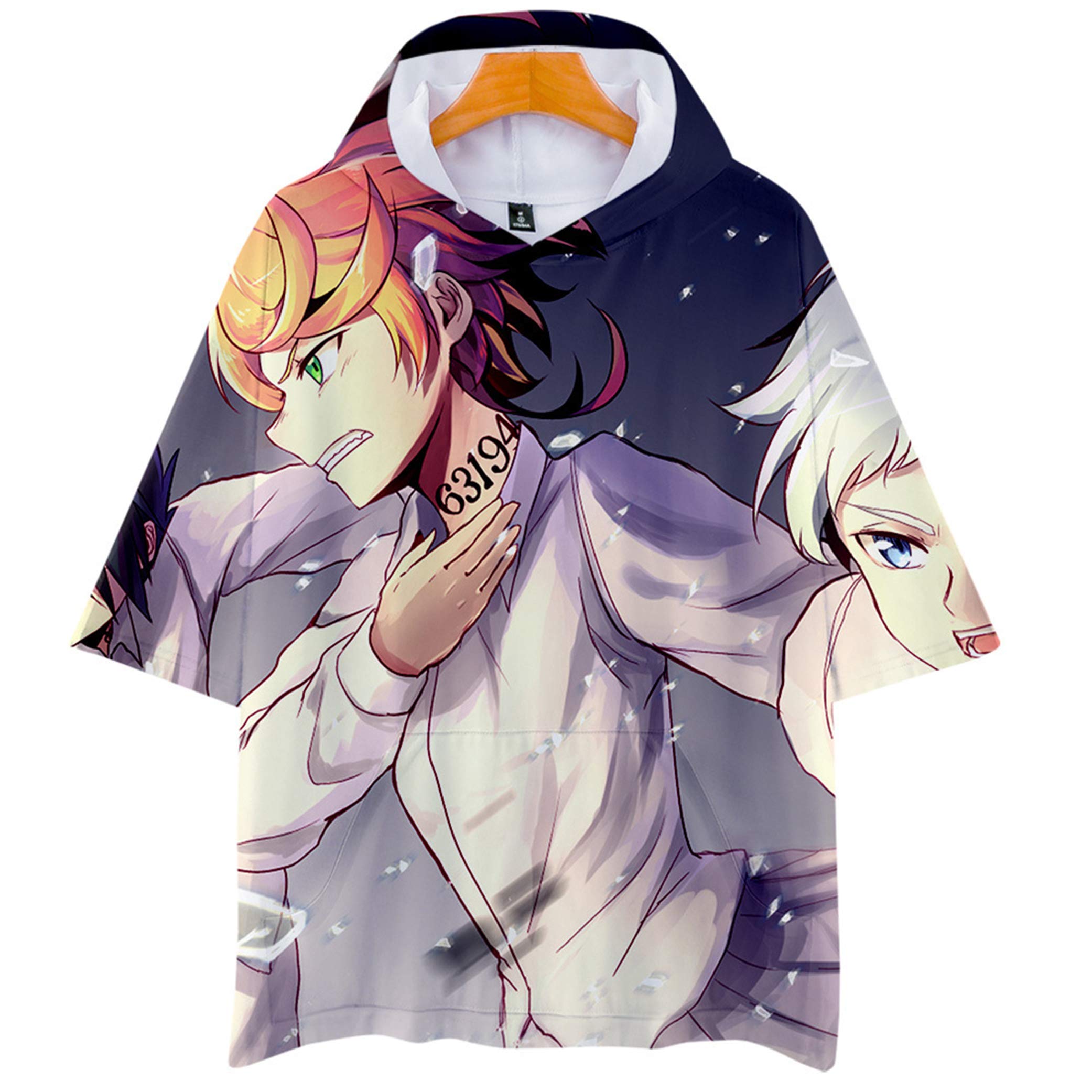 The Promised Neverland Shirt Anime Loose Hooded T-Shirt T-Shirt Top for Teens Women/Men