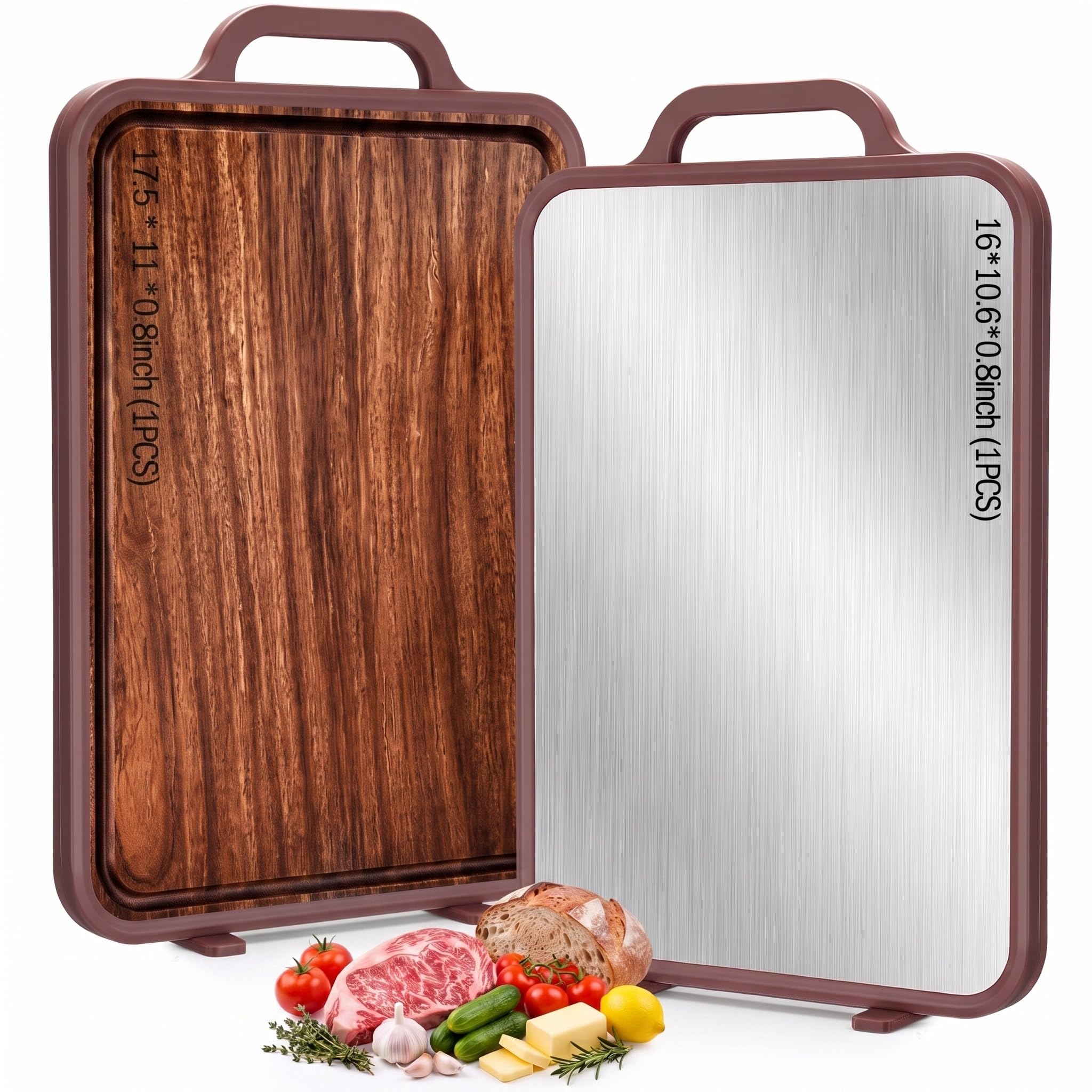 2 Pcs Titanium Cutting Board, 16'' X 10.6'' X 0.8'' 17.5'' X 11'' X 0.8''