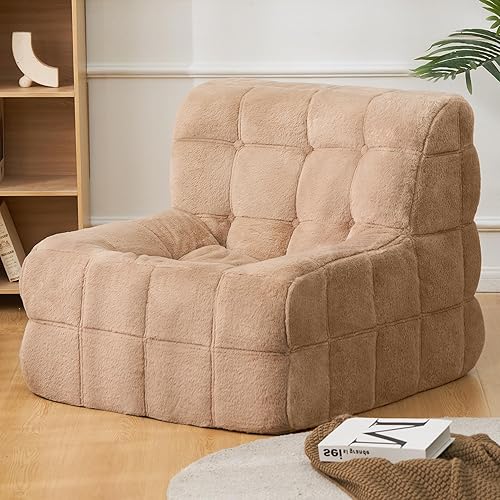 Cansunna Puf para adultos, sin brazos, suave y cómodo para dormitorio, sala de estar o balcón (marrón)