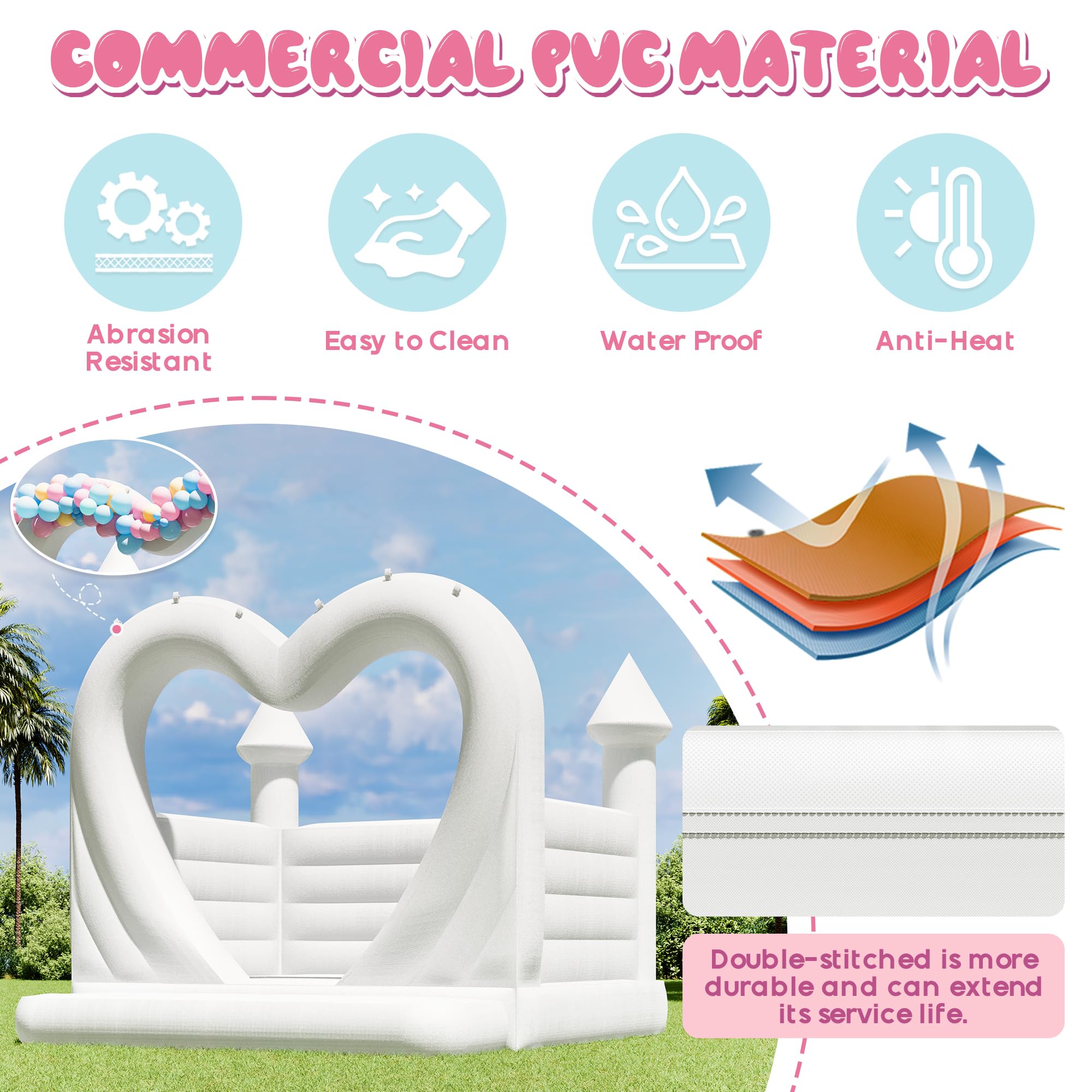 White Inflatable Snapklik.com : Jocisland Inflatable White Bounce House, 13.113.19.8 FT ...
