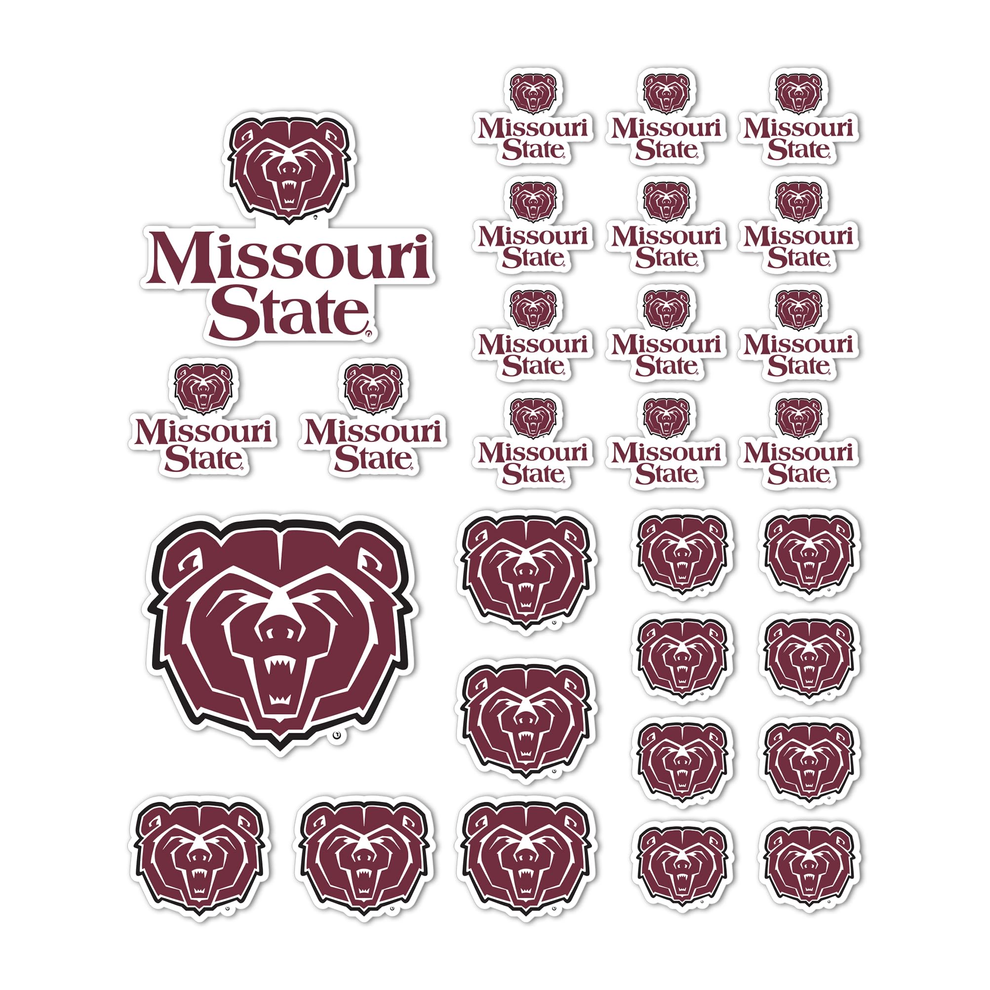Calcomanía de Missouri State University hoja completa con 2 logotipo vinilo
