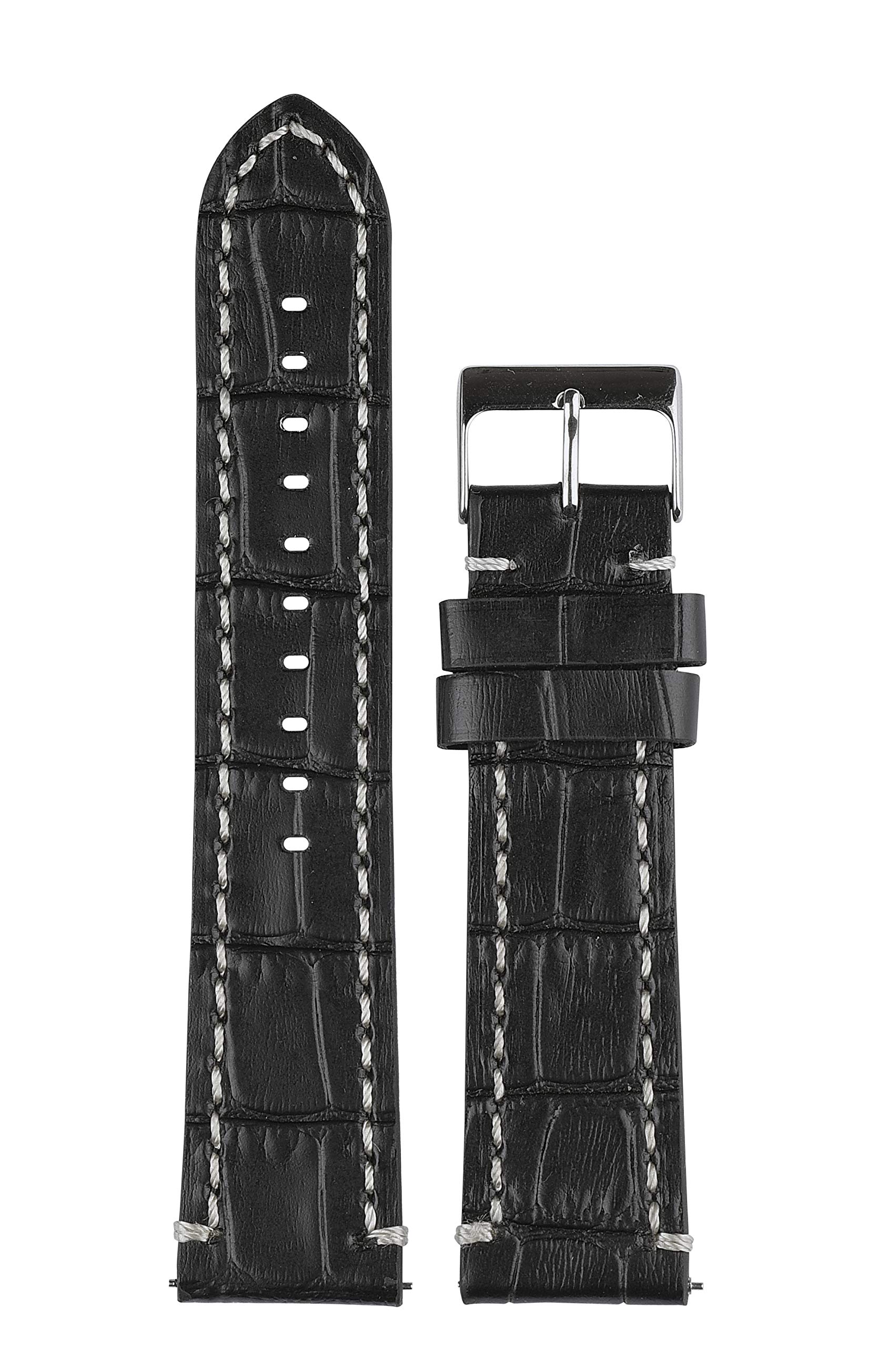 EXOR 22mm Leather Watch Straps CHIC B BLACK Colour With CUT EDGE finish of Quick Release genuine leather Watch Band for Men Women (B08P7BZ915) Amazon Price History, Amazon Price Tracker