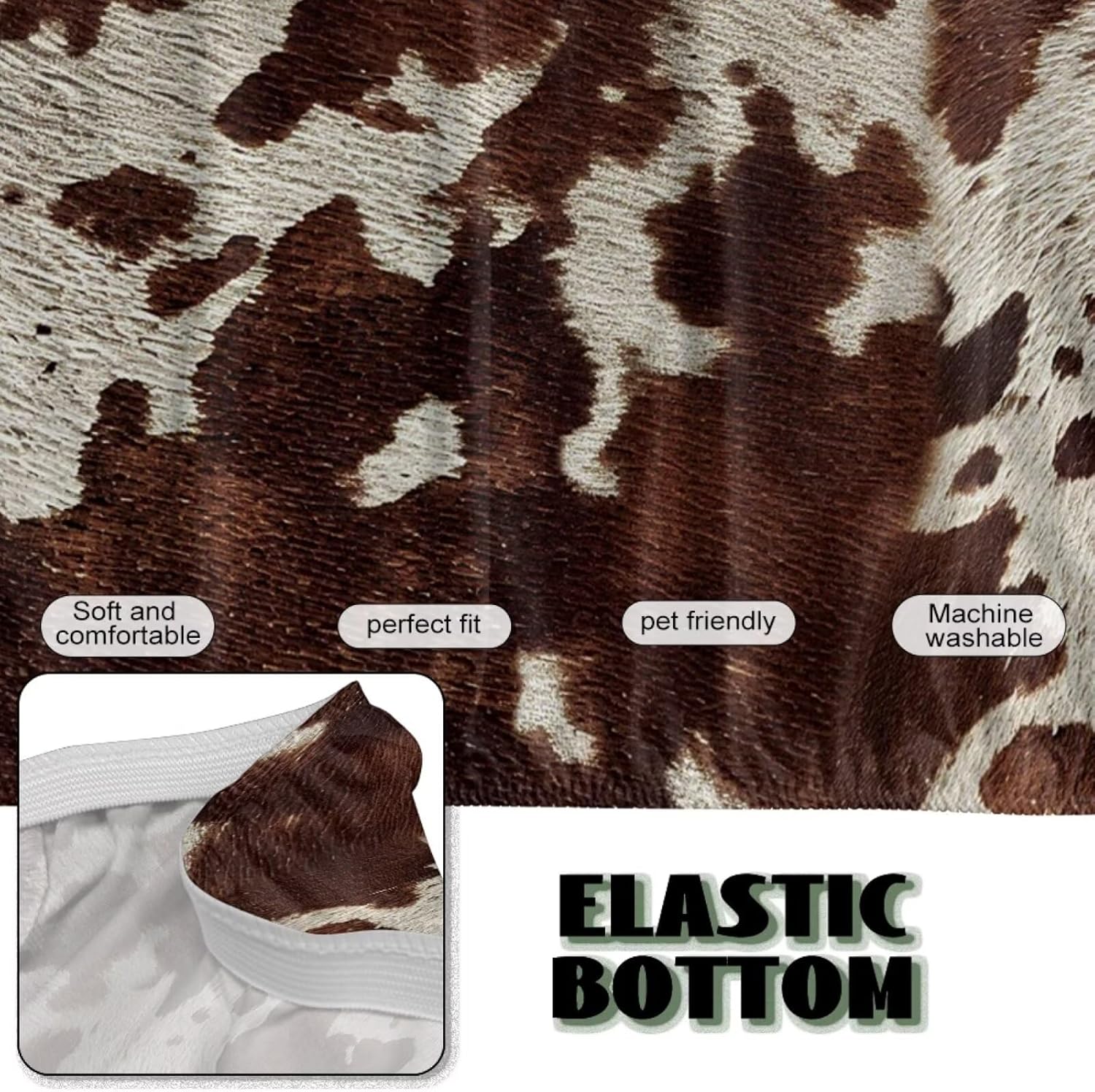 Futon Cover Elastic Soft Armless Futon Slipcover Decorative Spandex Fitted Furniture Protector for 3 Seater Full Size Folding Sofa Bed, Brown Cow Print