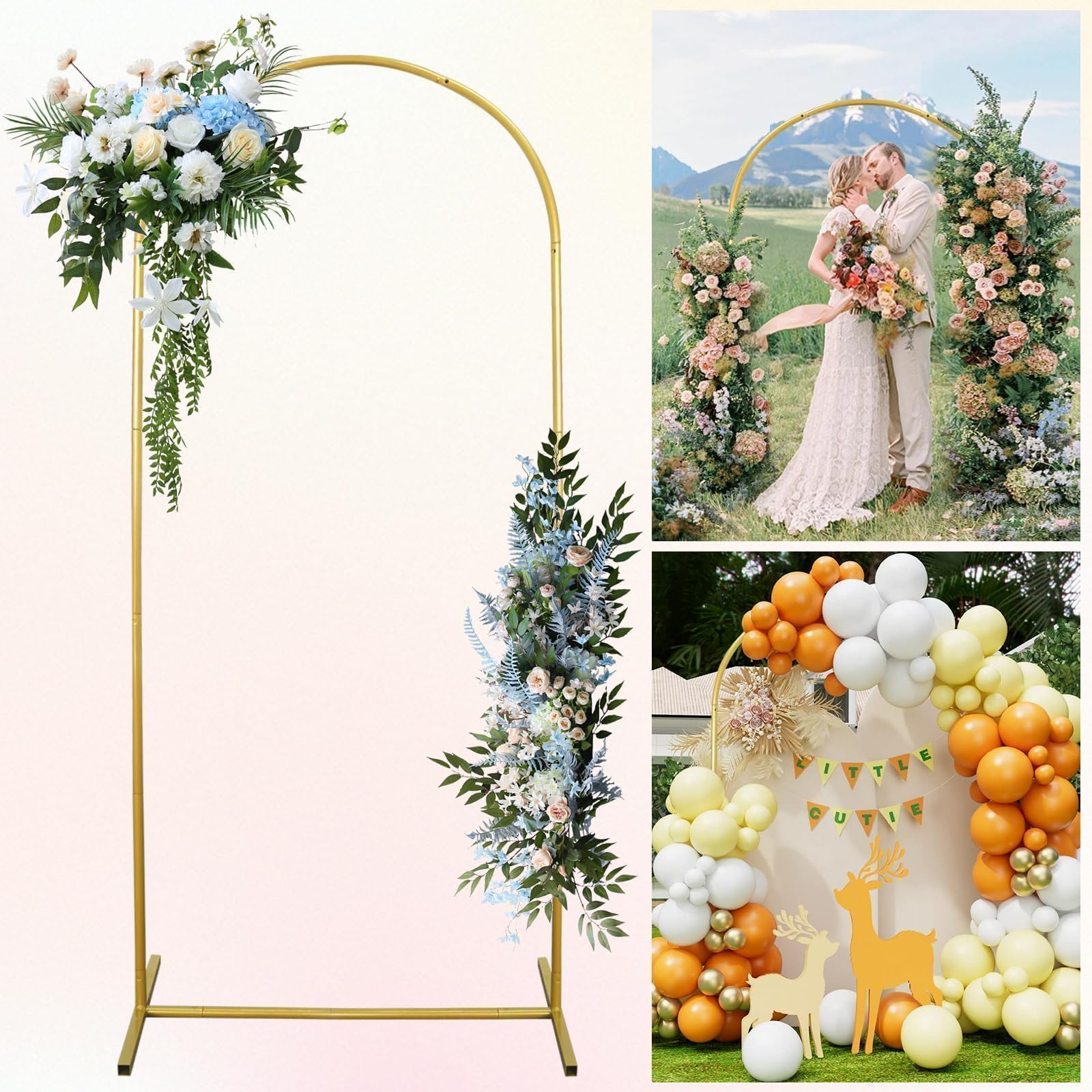 1,8 m per arco di nozze, supporto per feste, fiocchi di nozze per cerimonia, supporto per palloncini, decorazione per feste di compleanno, cornice per porta dorata