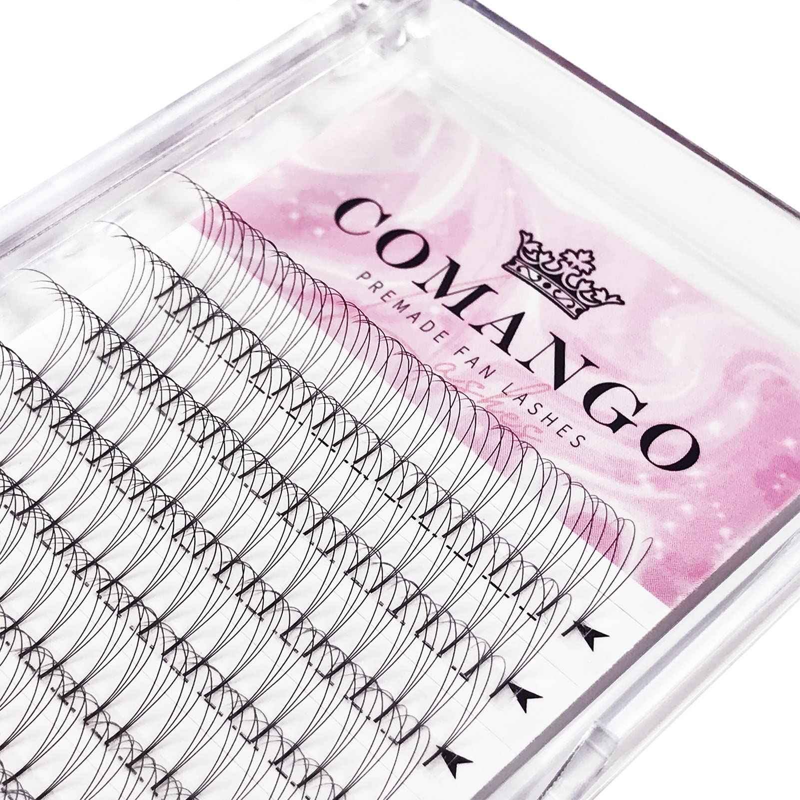 CoMango Premade Fans Eyelash Extensions 3D-D-0.07-9mm Premade Volume Lash, Short Stem Eyelash Extensions Pre Made Fanned Russian Volume Lash