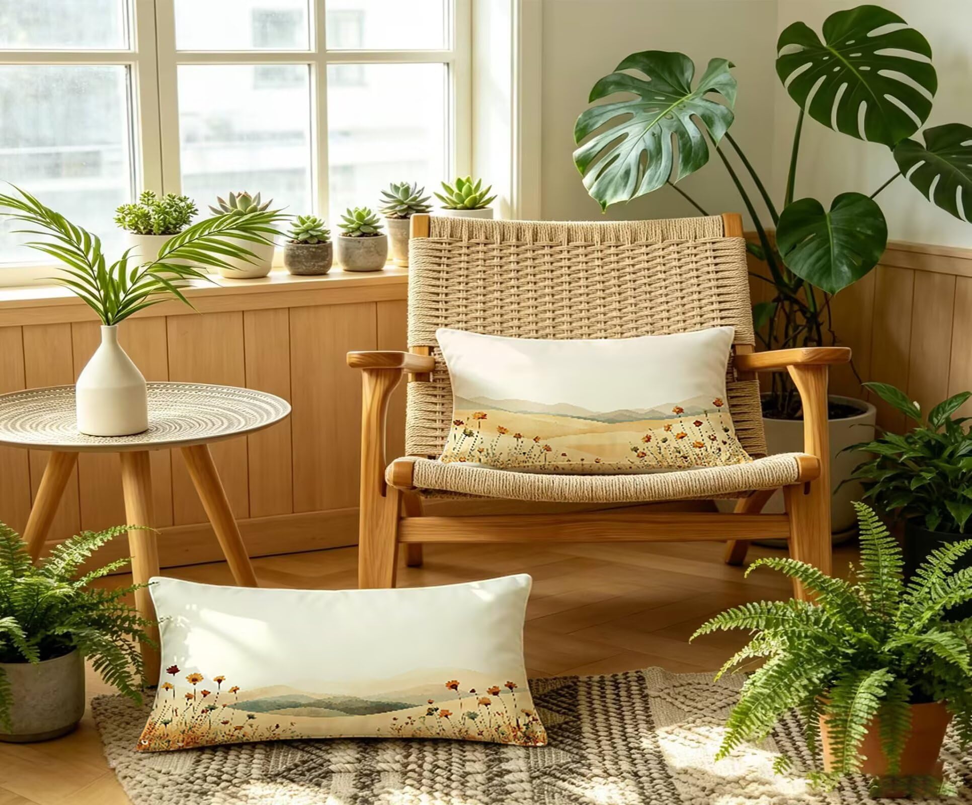 Orange Farbe Kissenbezug 60x80 Blume Kopfkissenbezug 2er Set,Wohnaccessoires & Deko,Weich und Atmungsaktiv Samt Stoff mit Verstecktem Reißverschluss für Bett Sofa Kissen Dekokissen-85683