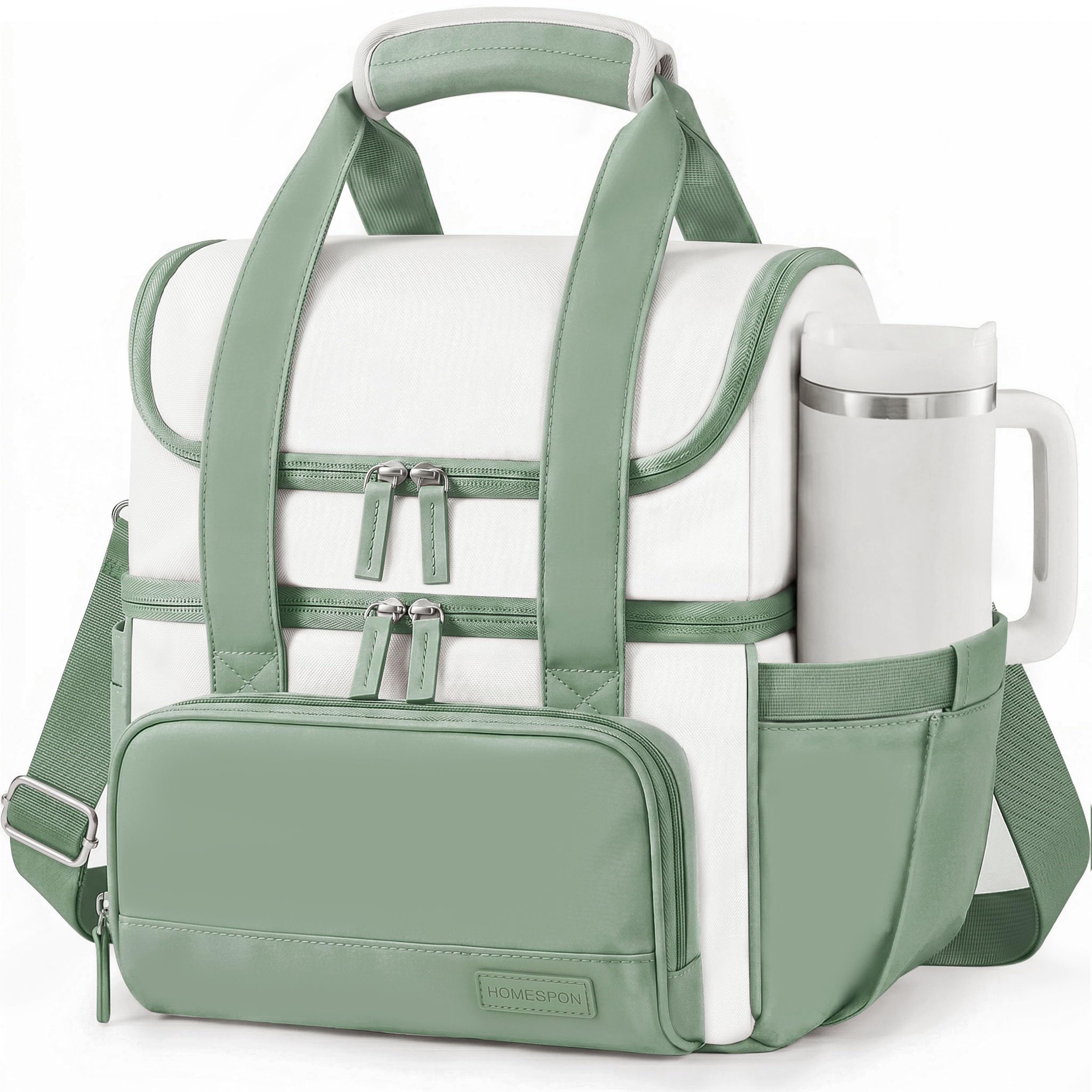 HOMESPON Double Layer Insulated Lunch Bag with Shoulder Strap, 12L