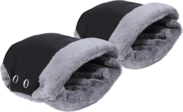 Stroller Hand Muff Anti-Freeze Waterproof Extra Thick Warm Winter Baby Pushchair Gloves for Prams, Buggies, Bike Trailers Black