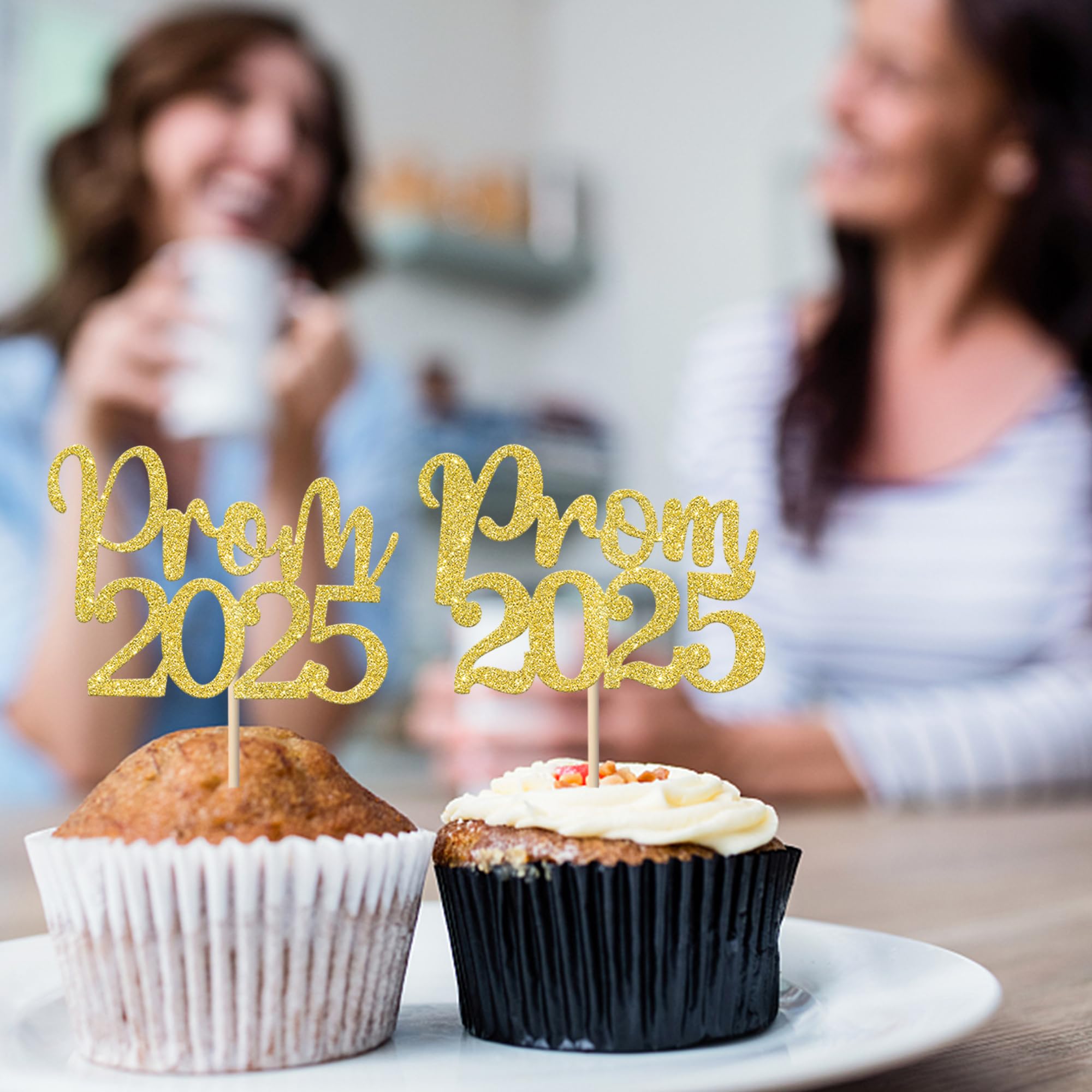 SYKYCTCY 24 Pack Prom 2026 Graduation Cupcake Toppers Glitter 2026 Prom College Cupcake Picks for Congrats 2026 Graduation Class of 2026 Theme School Party Cake Decoration Supplies Gold - Image 3