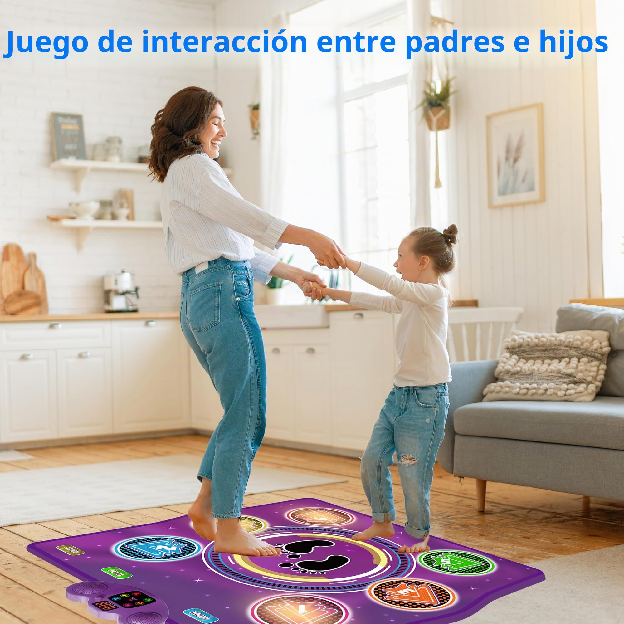 Alfombra de Baile Musical electrónica actualizada con 6 Teclas Luminosas, 6 Modos de Juego, conexión Type-C o Pilas, música Desde el móvil, para niños de 3 a 12 años, cumpleaños