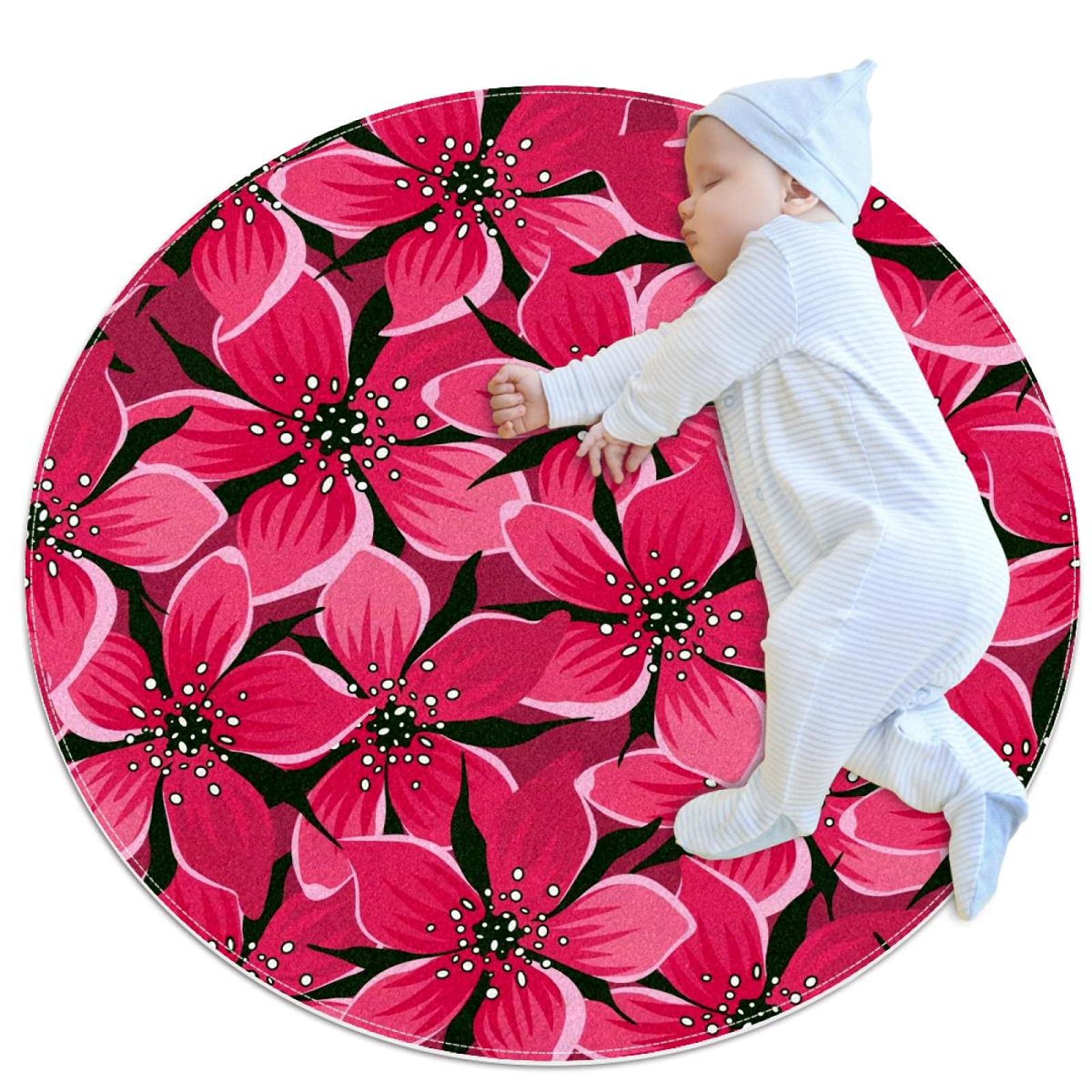 Tapis fleurs roses JDEZ pour éveiller l'imagination des petits en douceur