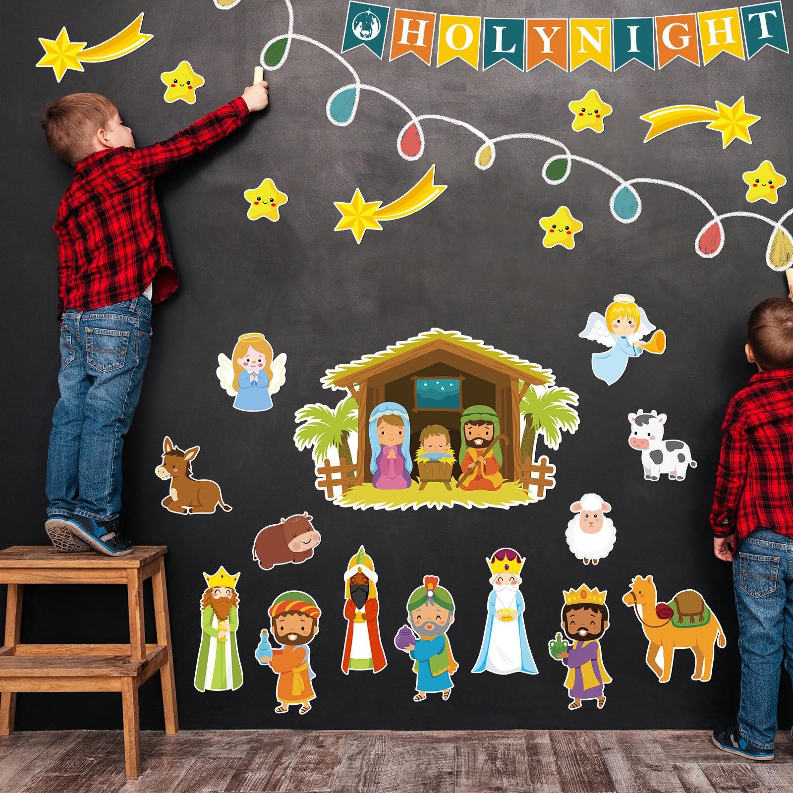 Whaline 81Pcs Christmas Bulletin Board Decoration Kit