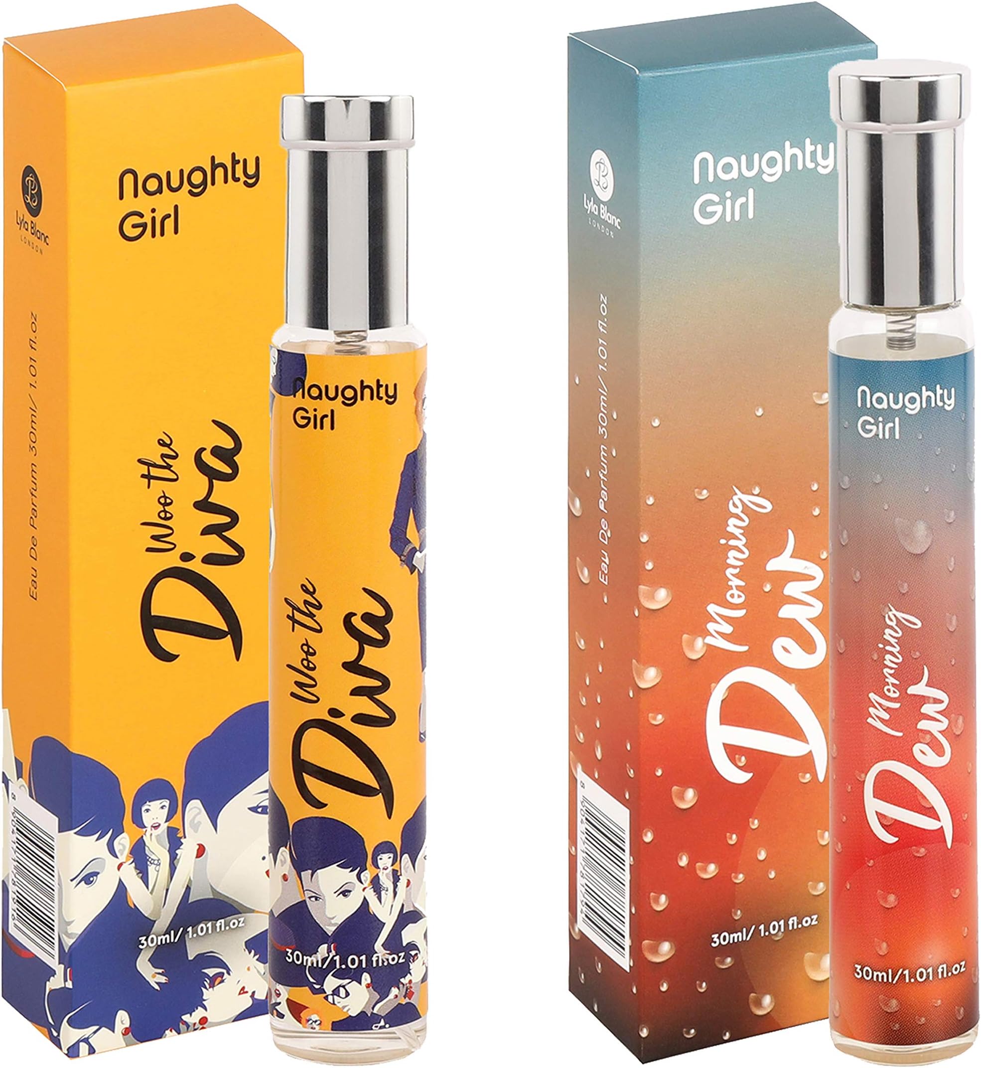 Perfume for Women โ Woo the Diva & Morning Dew Luxury EDP Combo โ Buy One Get One โ Long-Lasting Fragrance โ 30ml x 2 โ Travel-Size Perfume Gift Set