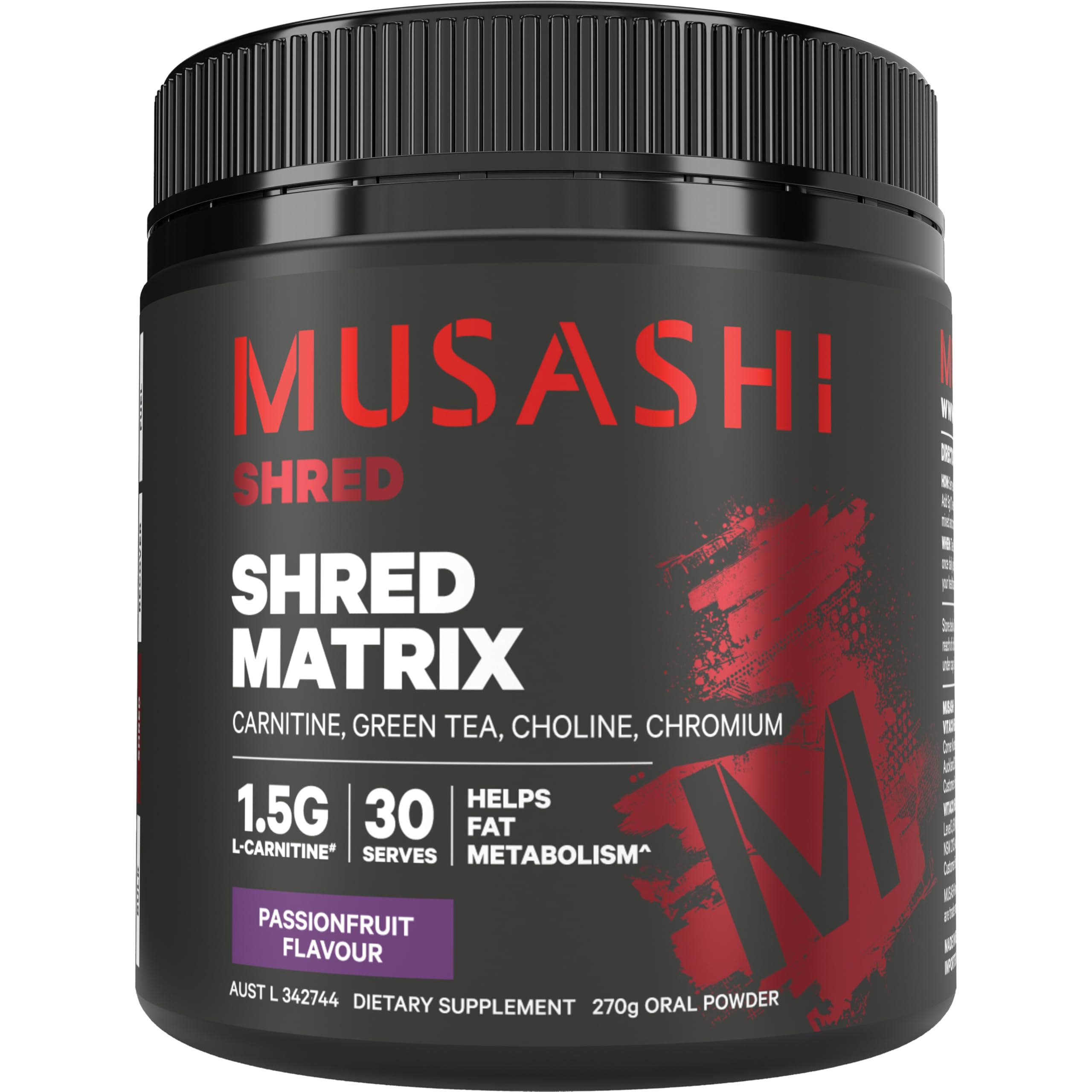 musashi l carnitine powder Shred Matrix Pre Workout Powder, Passionfruit, Energy & Performance Formula, Pre-Training Muscle Endurance & Strength Support, 270g Musashi Carnitine 50g Powder 