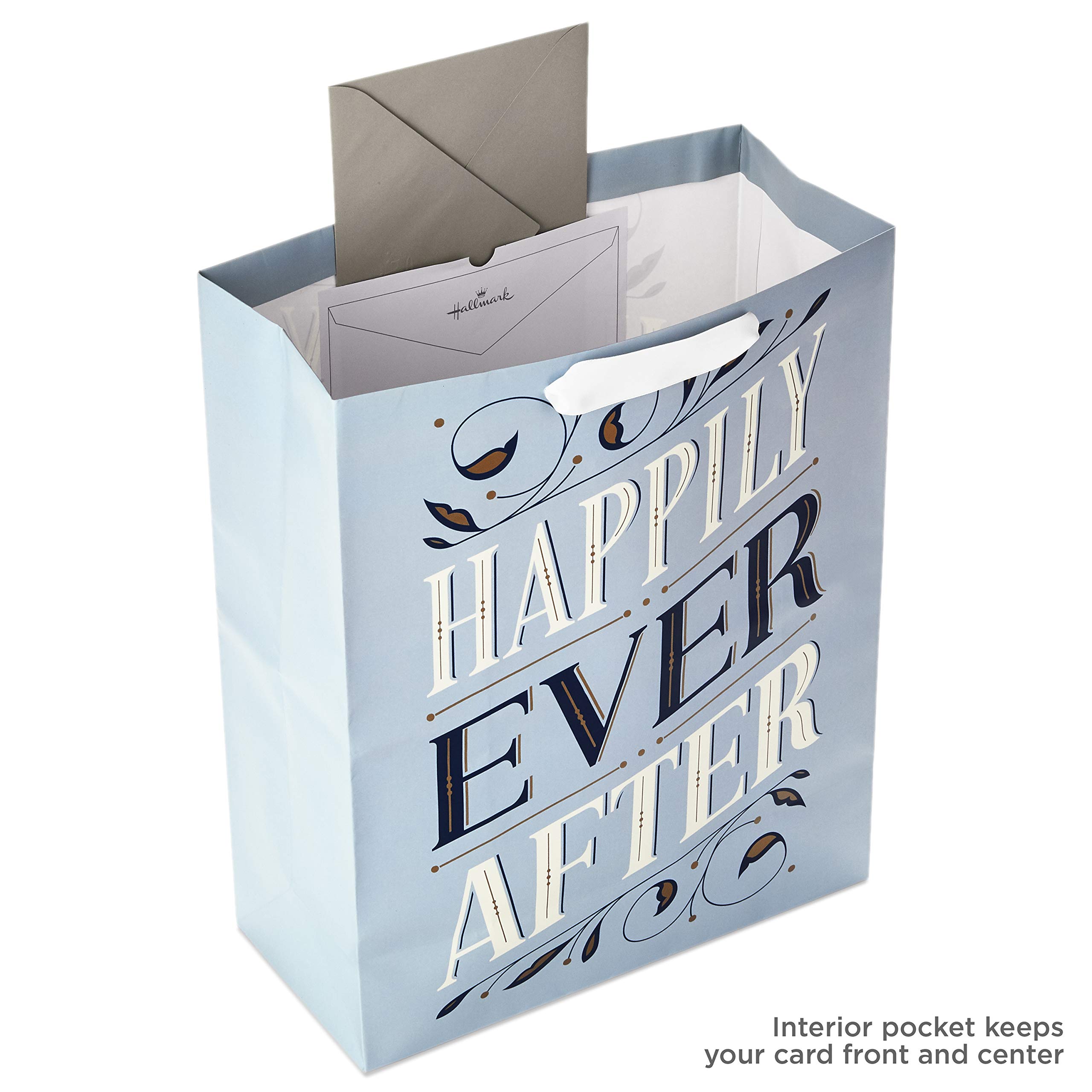 Hallmark 15" Extra Large Gift Bag with Tissue Paper (Happily Ever After) for Weddings, Engagements, Bridal Showers, Vow Renewals