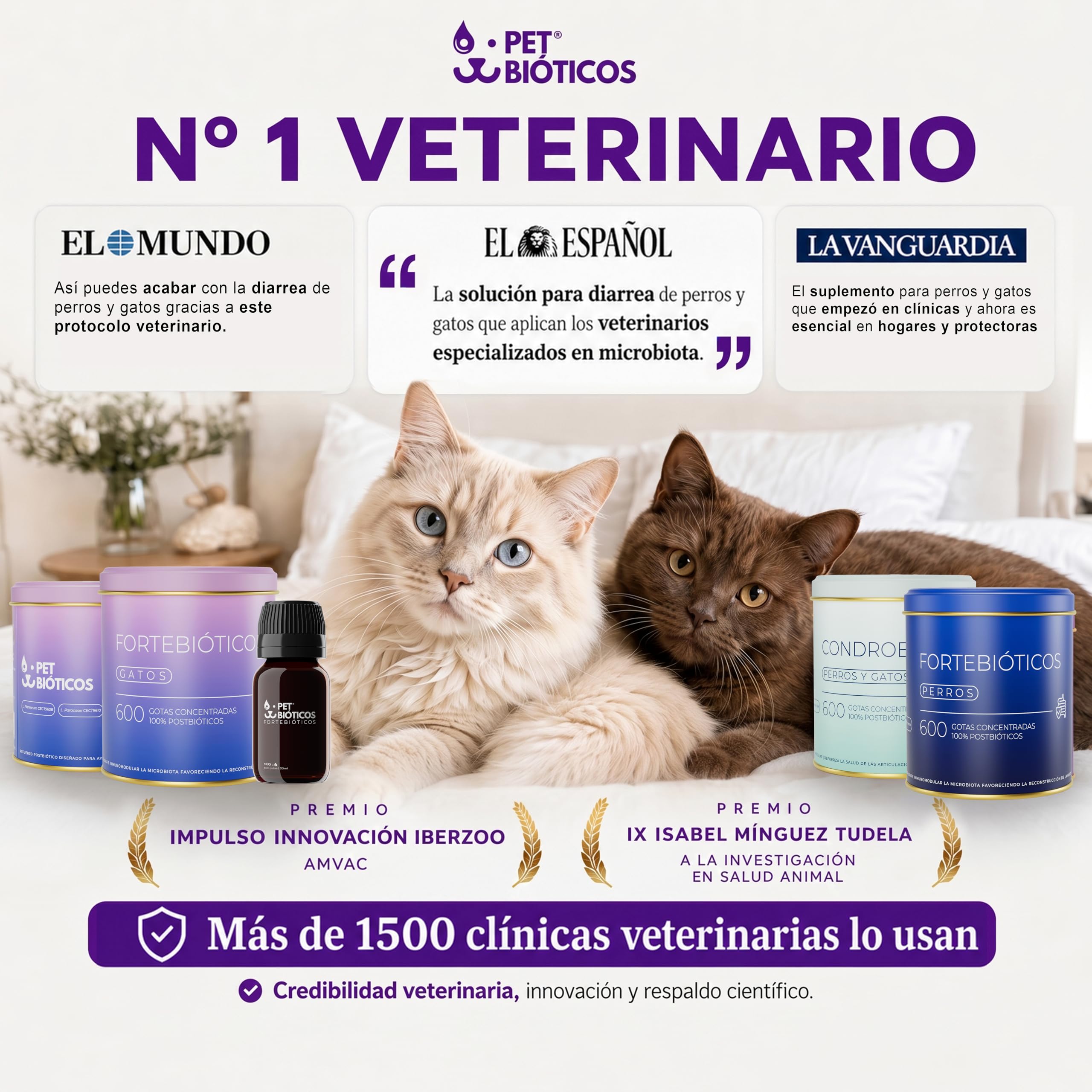 Fortebióticos Gatos 600 Gotas 30 ml – Postbiótico Alternativa al Probiótico y Probiotics con Taurina para Diarrea - Gastrointestinal - Taurina Gatos - Antidiarreico - Postbiótico