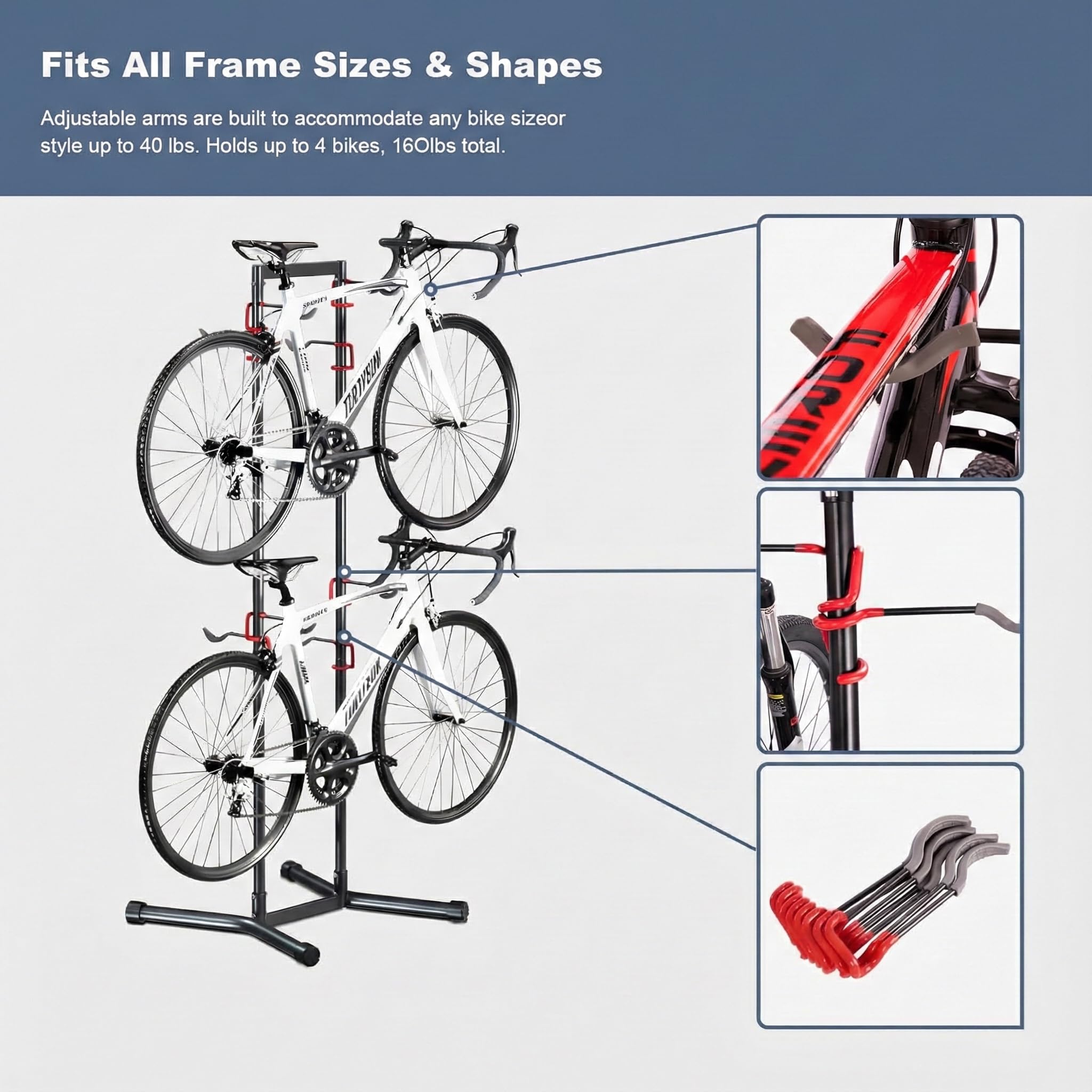 Teraysun Indoor 4 Bike Storage Rack, Adjustable Arm Curacao - View #3