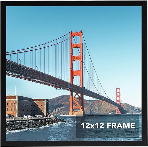 OMISHE Marco de fotos de 12 x 12 pulgadas, color negro para colgar en la pared, marco de 12 x 12 pulgadas, para montaje en pared horizontal o