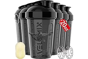 6-Pack 20 oz Protein Shaker Bottle for Mixing Smoothies, Shakes, and Supplements...