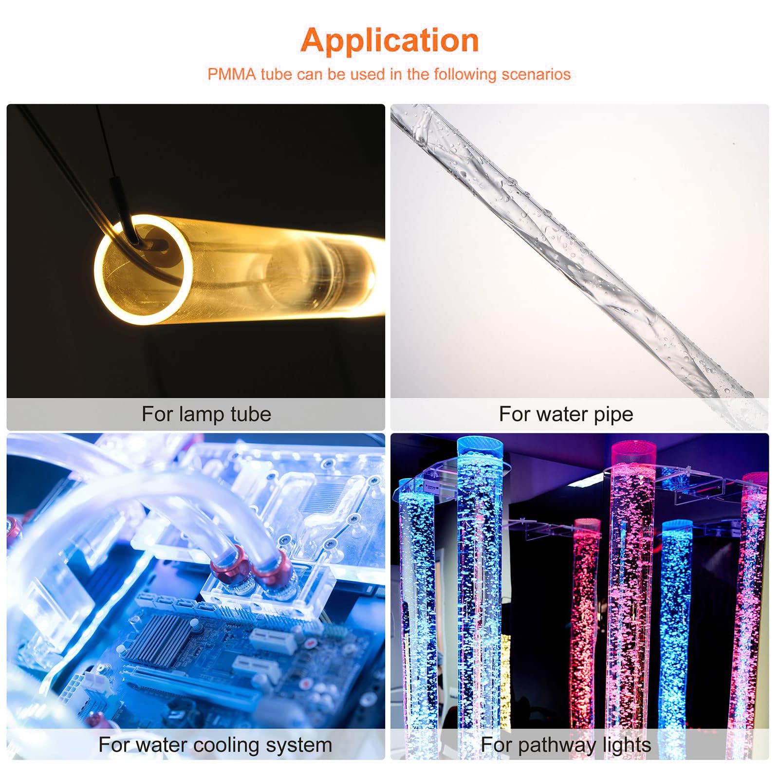 Unifizz Tubo in plastica acrilica trasparente, rotondo, rigido, diametro interno 31 mm, diametro esterno 35 mm, per illuminazione, modelli, impianti idraulici, artigianato