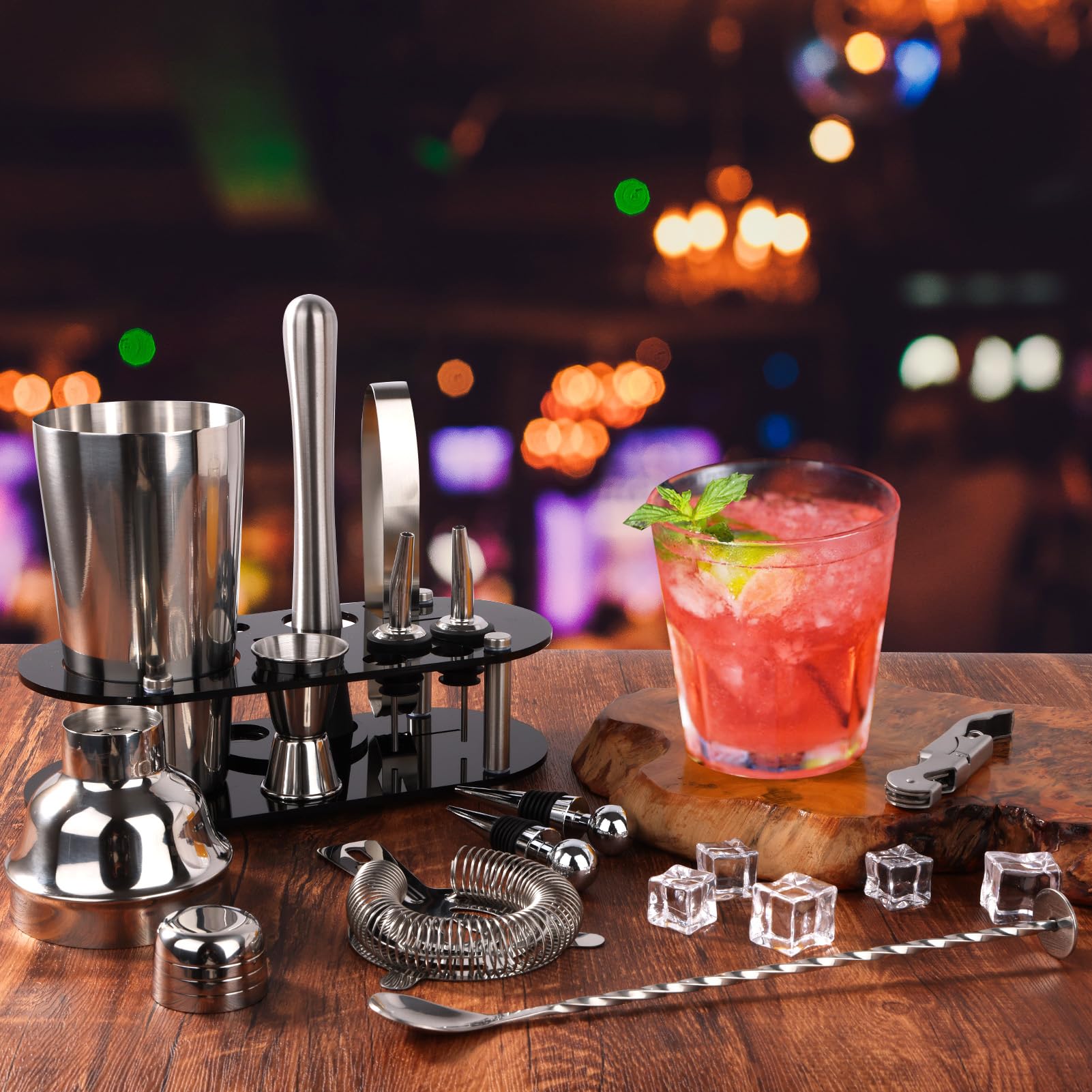 FoiiLiio 12 pezzi cocktail set kit in Acciaio Inox，Shaker Cocktail Set，Kit Barman 750 Ml,Professionale Kit Barman Completo,professionale barman set,Set Cocktail Professionale