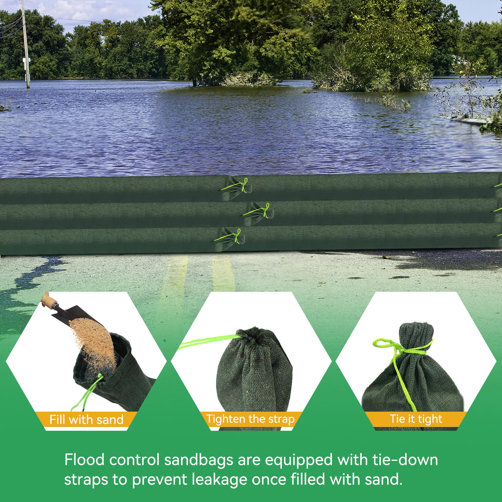 8 PCS Sandbeutel für Überschwemmungen, 6in * 6Ft lange Sandbeutel für Überschwemmungen, Sandrohr Beutel Überschwemmungsschutz (8)