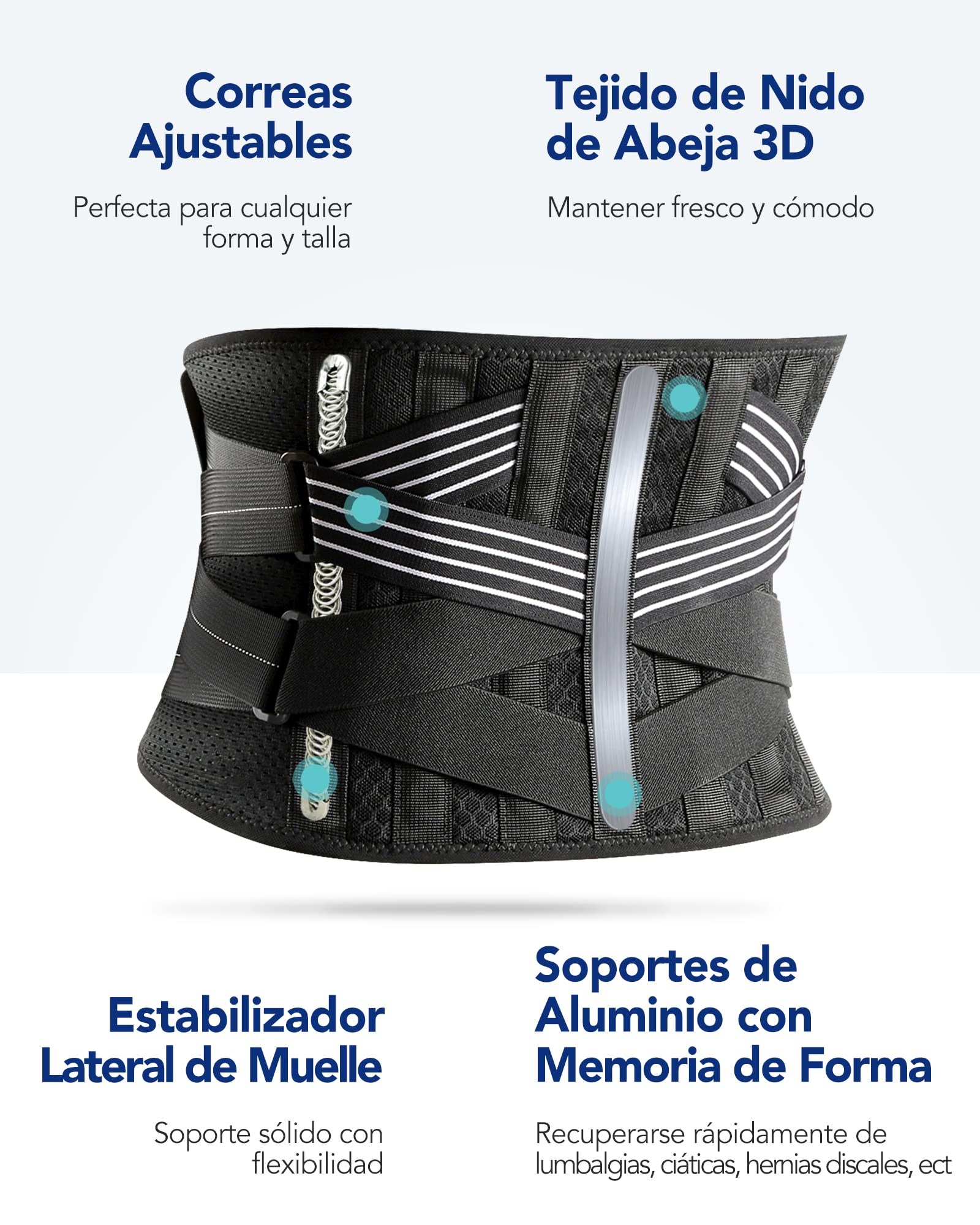 Fitomo Faja Lumbar para Hombre Mujer, Aliva Dolor Espalda de Ciática, Disco Herniado, Faja Lumbar para Protección de Lesión Trabajo Deporte (Medium)