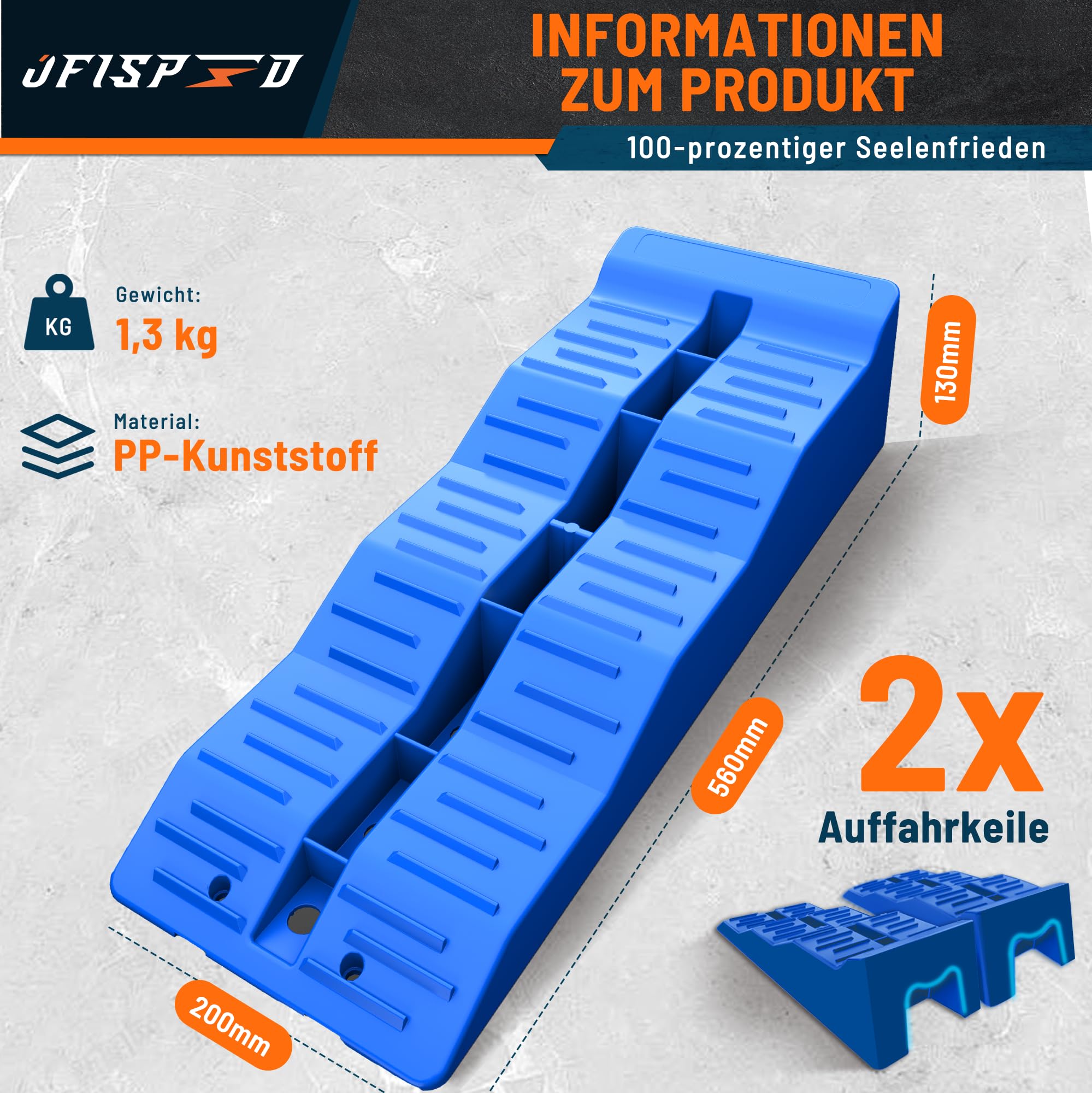 Auffahrkeile für Wohnmobil, 5 t Stufenkeile 2 Stück mit Tragetasche (Blau), Stabil & Leicht für Camping, Auffahrkeile für unebene Untergründe