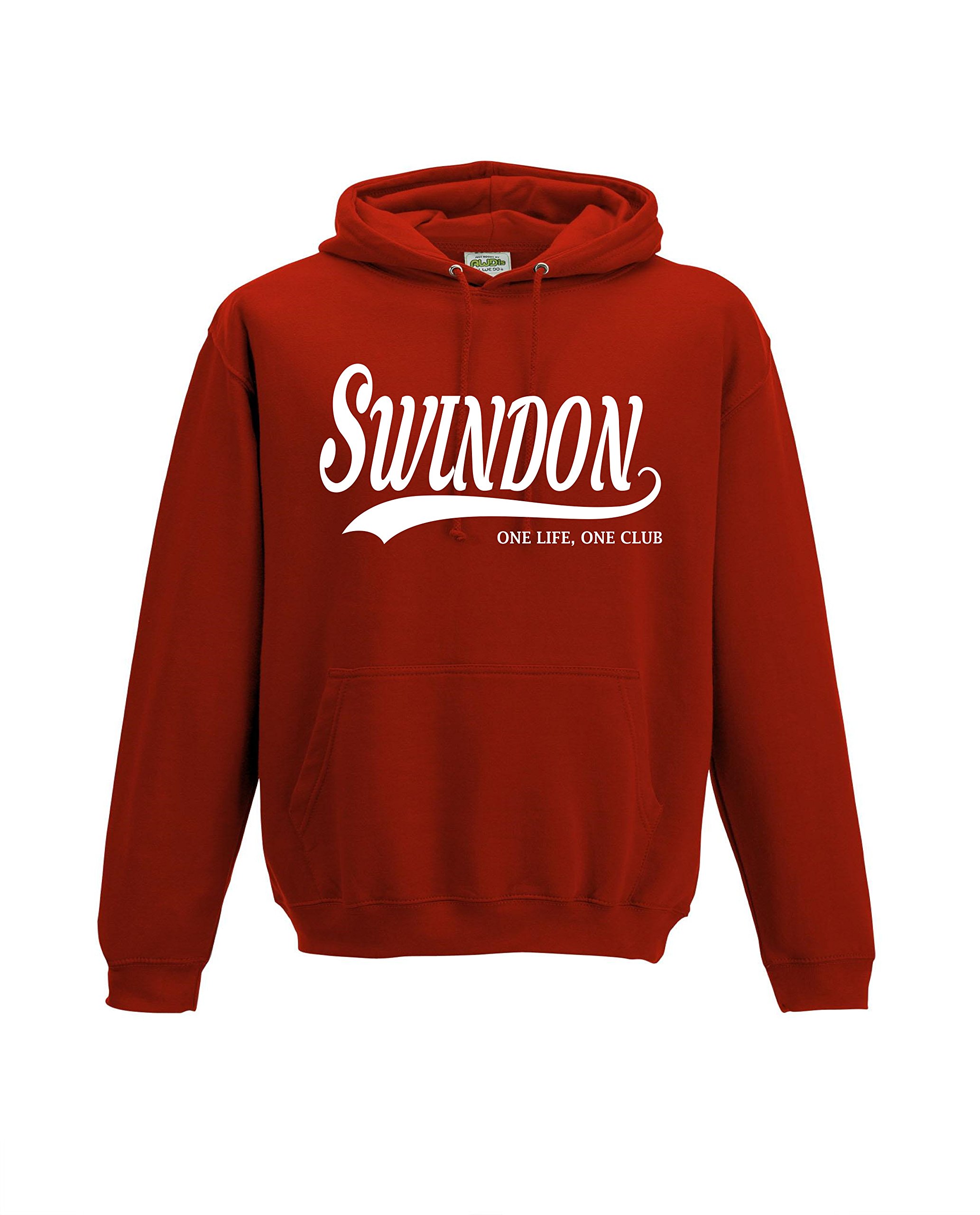 All About The Print Men's Red Swindon Town Football Gift - Hoodie One Life One Club Top Jumper Sweatshirt Fc Present Fh41 (Adult Xxl, )