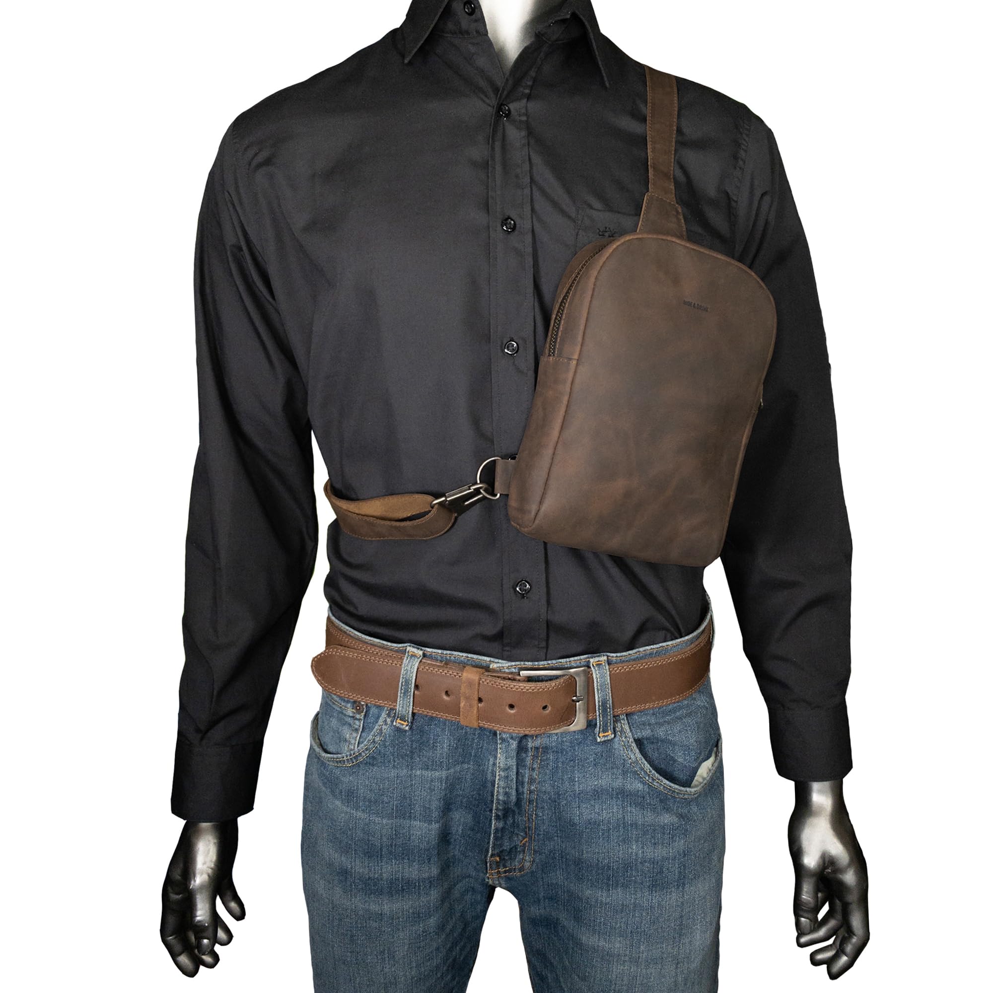 Bolso cruzado redondeado con correa ajustable, bolsa tipo mensajero, accesorio de viaje, cuero de grano completo, hecho a mano, marrón bourbon, Bourbon Marrón 2