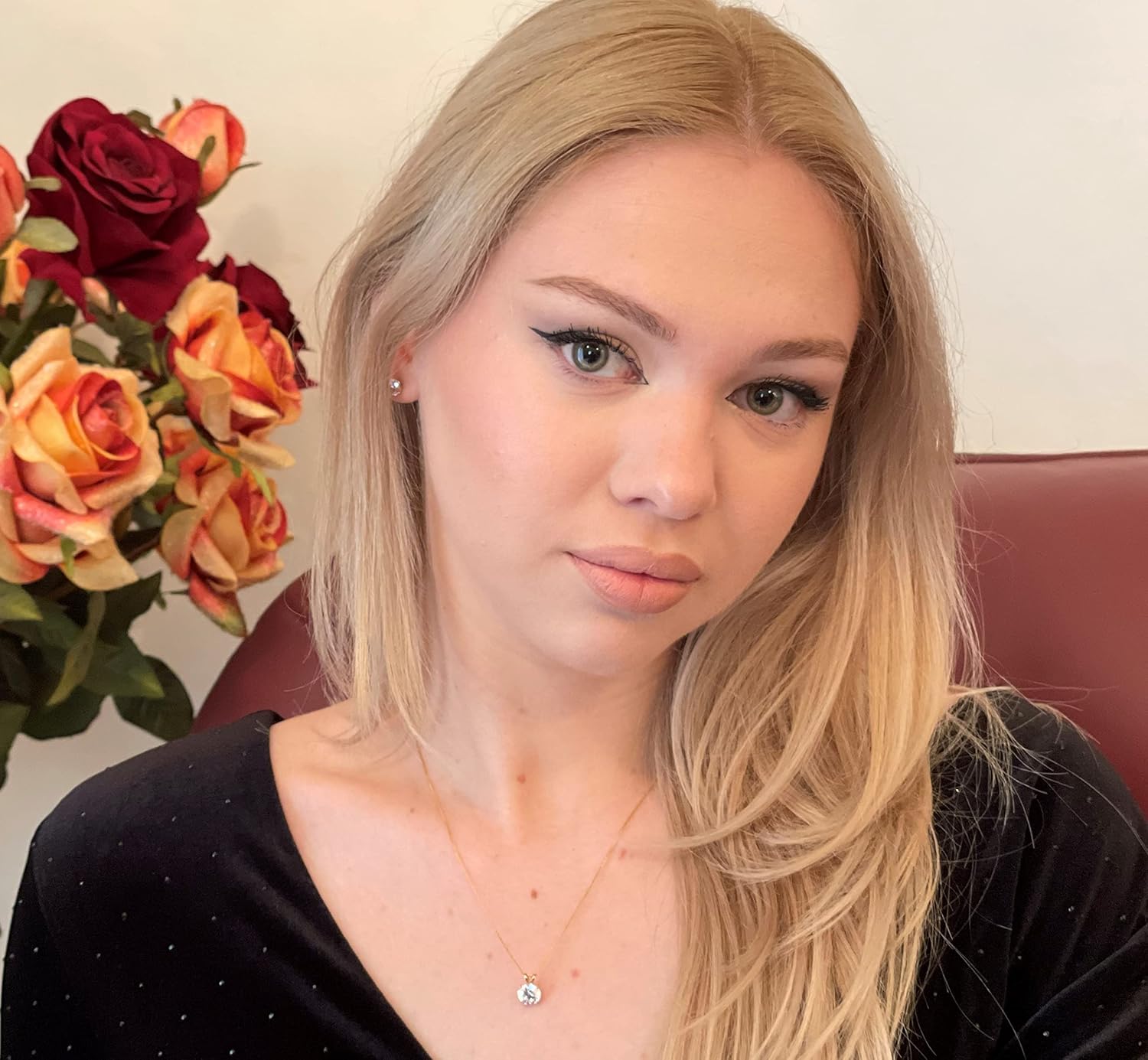 18k SOLID Gold LUXURY WOMENS DAY gift for her 8mm Diamond Necklace Pendant 1.5 carat SOLITAIRE DIAMOND Floating Diamond Necklace Yellow gold HANDMADE Jewellery for women - Image 5