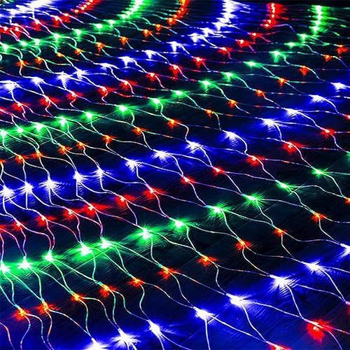 YOFIT 360 luces LED de red de Navidad, 12 pies x 5 pies, 8 modos conectables de luces de Navidad con cable de plomo de 16.4 ft para fiestas de