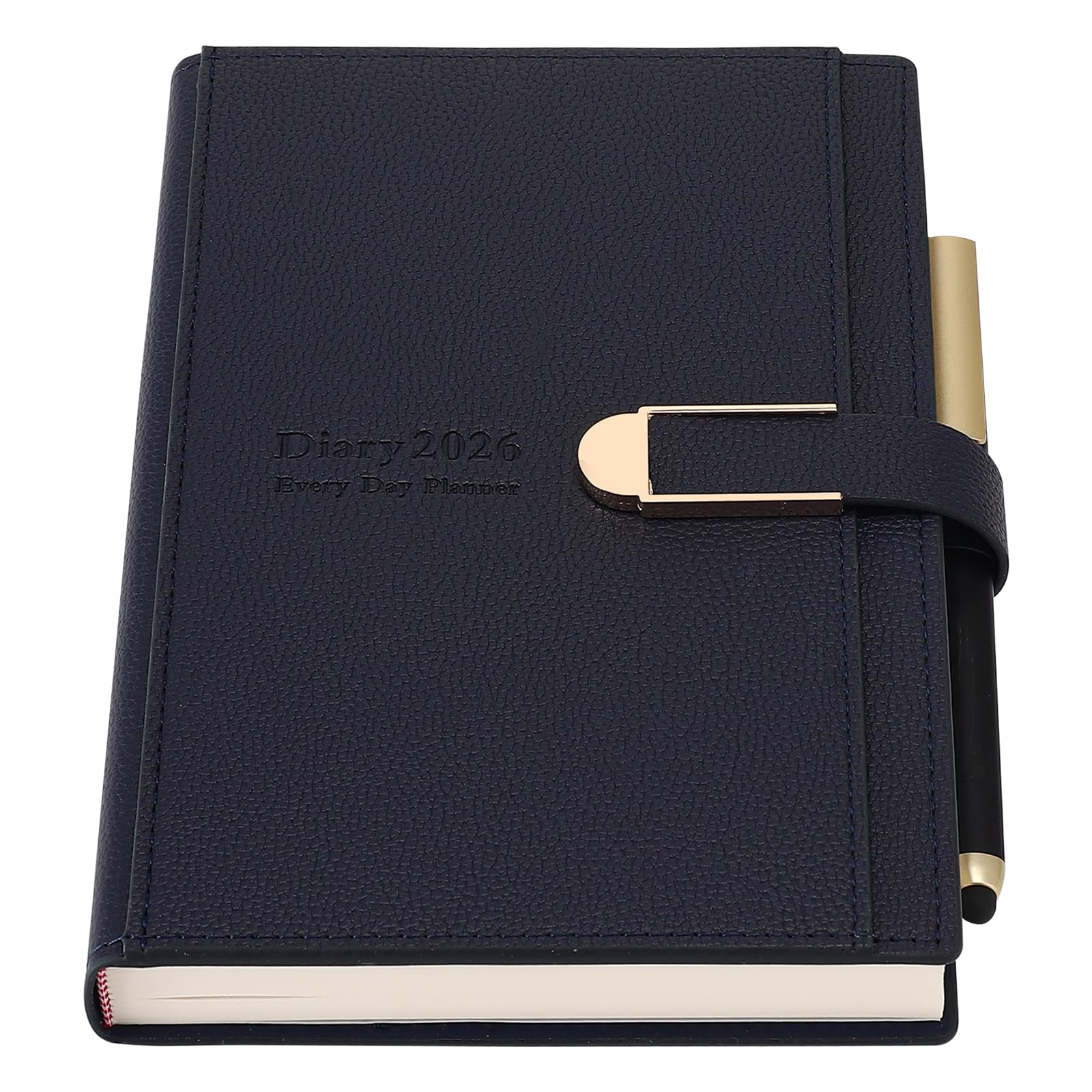 Mljtoyo Terminplaner 2026, A5, ein Tag pro Seite, Jan 2026–Dez 2026, täglicher Planer, Terminplaner mit Stift, Hardcover-Agenda, Planer mit Aufklebern, Innentasche, hochwertiges, dickeres Papier (Blau