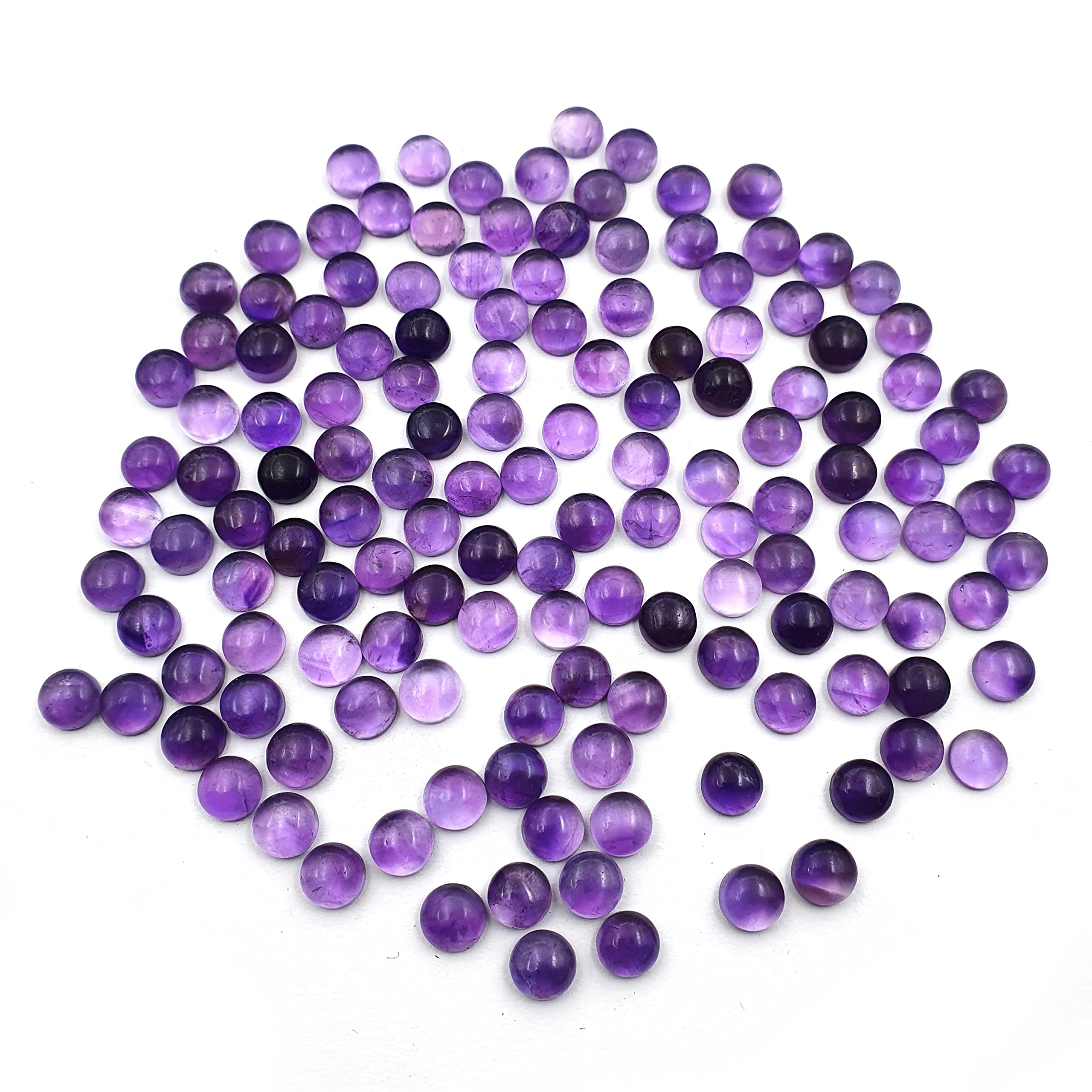 African Amethyst Round Cabochon Loose Gemstone Lot 7mm 101 CT 64 PCS,Natural Amethyst Stone For Jewelry Making Crafts