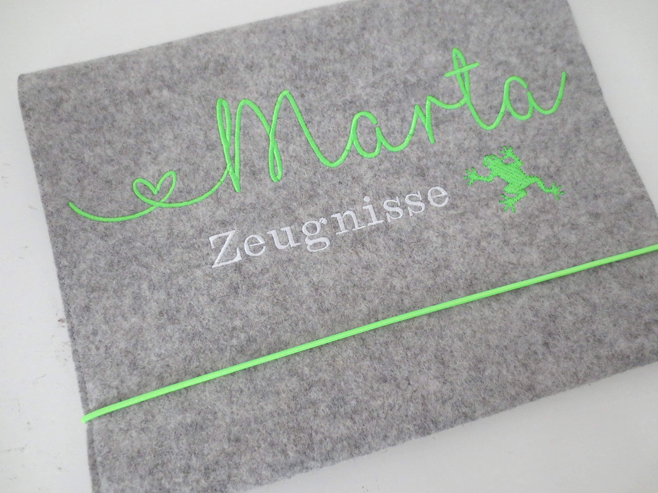 Zeugnismappe Wollfilz Mappe Zeugnisse DIN A4 Grundschule Schule "Eidechse"