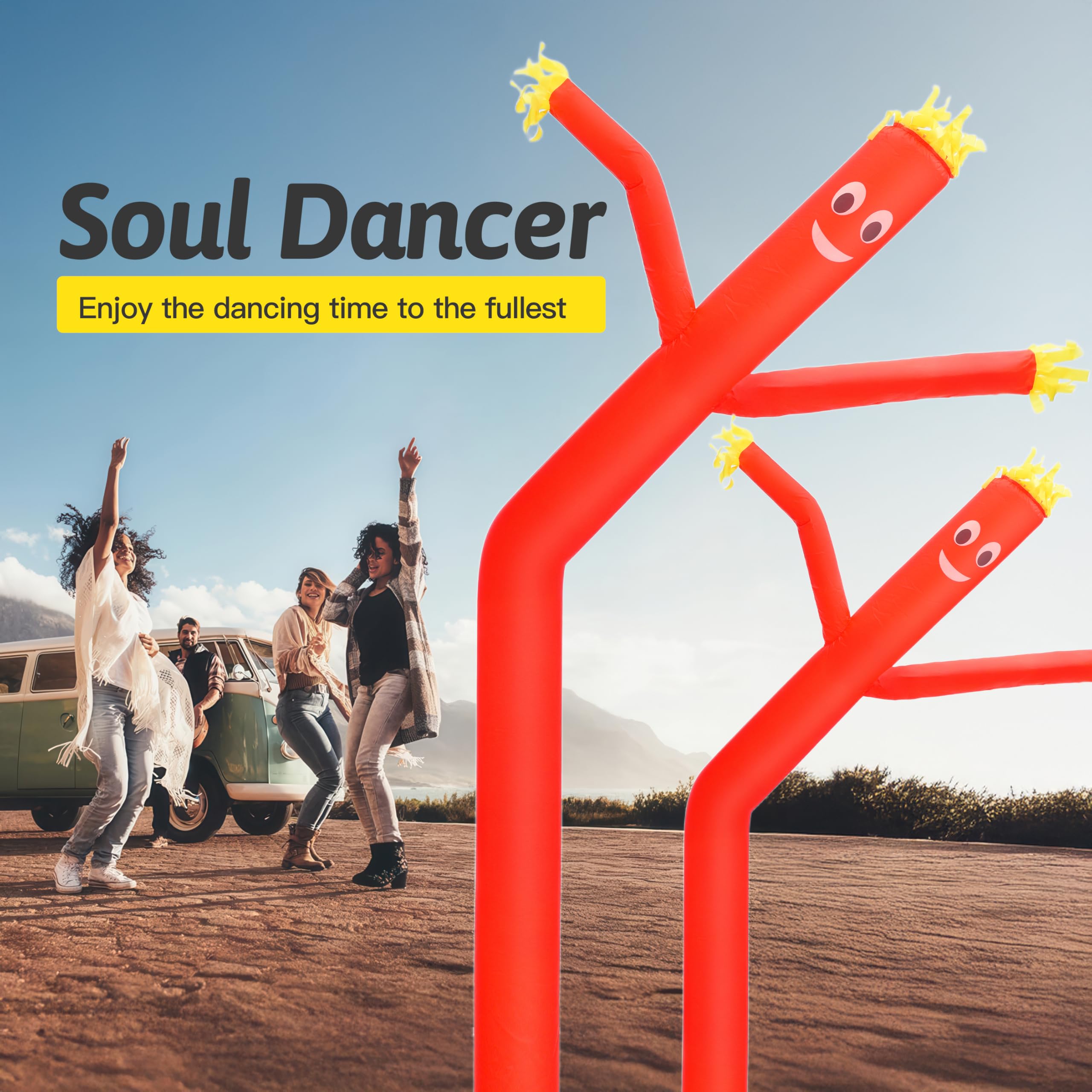 6 m großer Sky Air Puppet Dancer Aufblasbarer Winkerohr Mann Aufsatz - Wacky Waving Dancing Tube Guy für Business Promotion Stand Out Werbung - Nur Tänzer - Kein Gebläse (Rot)