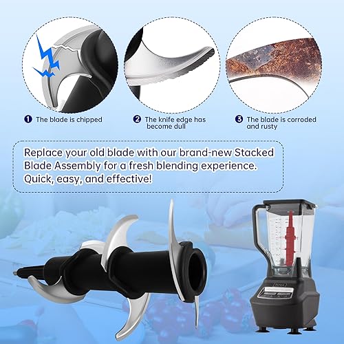 Miniatura 5 de Cuchilla de repuesto para jarra Ninja de 72 onzas, piezas de repuesto para Nutri Ninja 1100W 1200W 1500W BL610 CT610 BL640 BL642 BL680 BL770 BL910