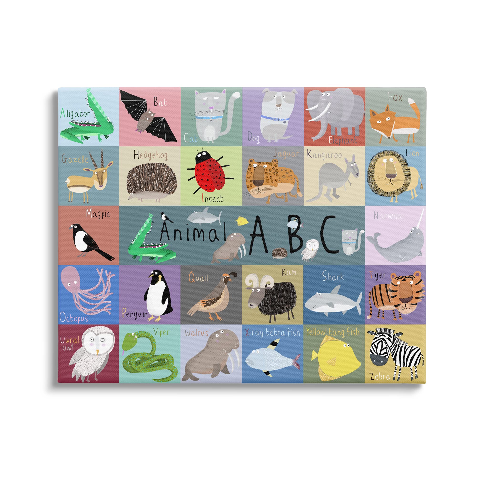 Stupell Industries Various Animal Alphabet Learning Canvas Wall Art, Design by Carla Daly