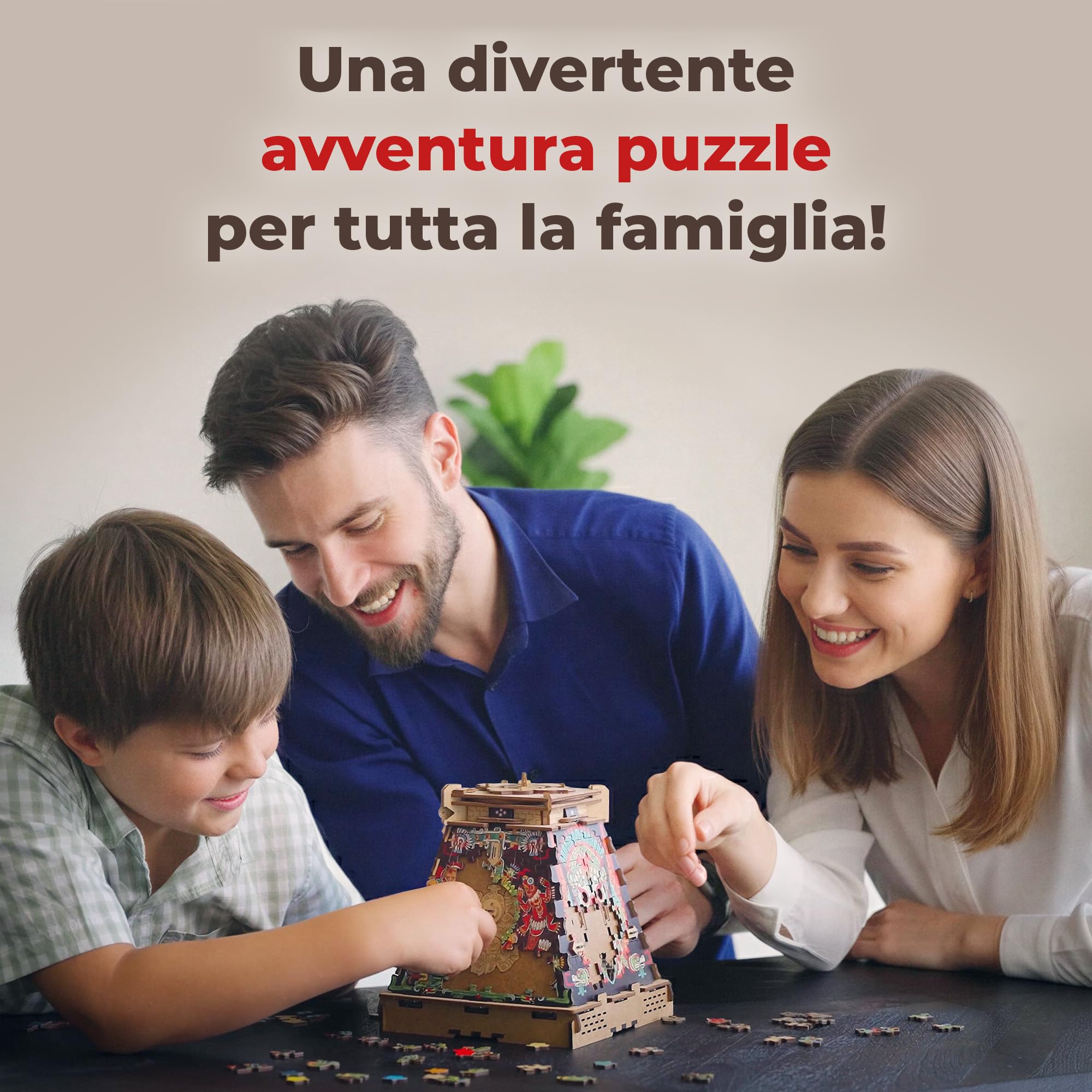 iDventure Cluepuzzle Piramide del Sole, Puzzle 3D, Escape Room per Adulti | Piramide Azteca, Scatola Rompicapo, Rompicapo per Adulti e Famiglie, Escape Room in Legno, 4 Puzzle, Scatola Segreta