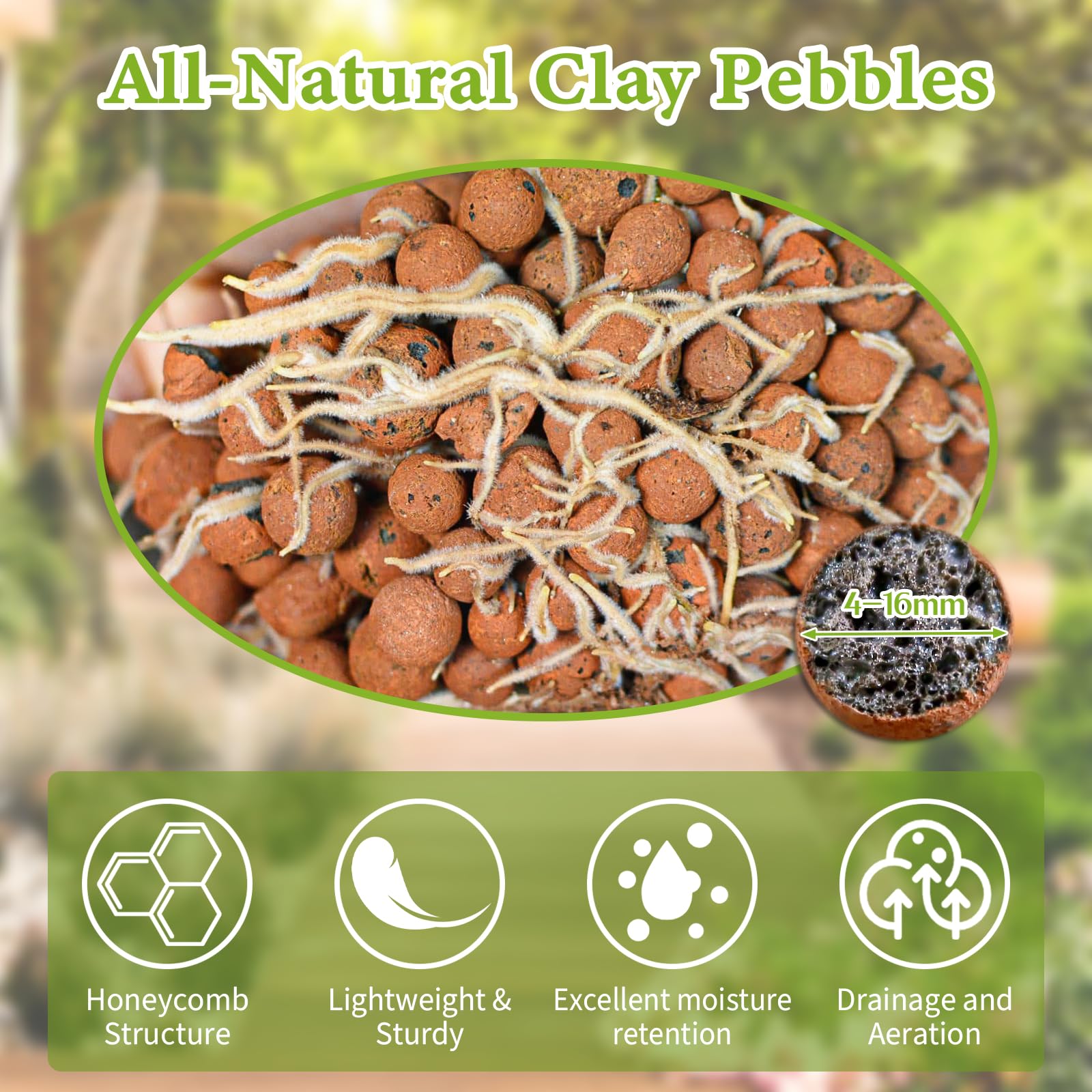 Legigo Organiczne kamyki ekspandowane 9 kg, 4 mm - 16 mm lekkie kruszywo ekspandowane, naturalne kamyki gliniane do uprawy hydroponicznej i akwaponiki, mieszanka doniczek orchidei, holenderskie