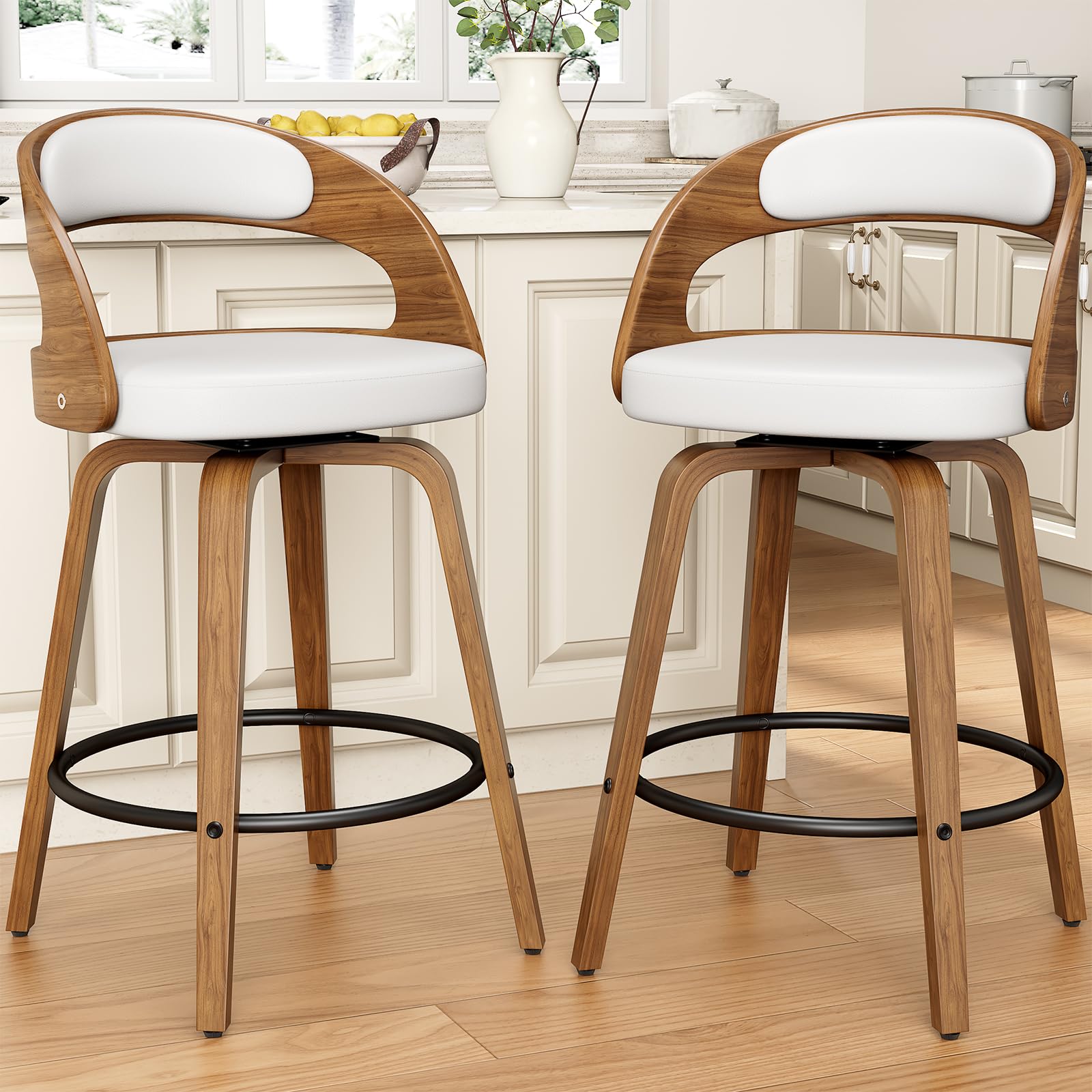 REONEY Swivel Bar Stools Set of 2