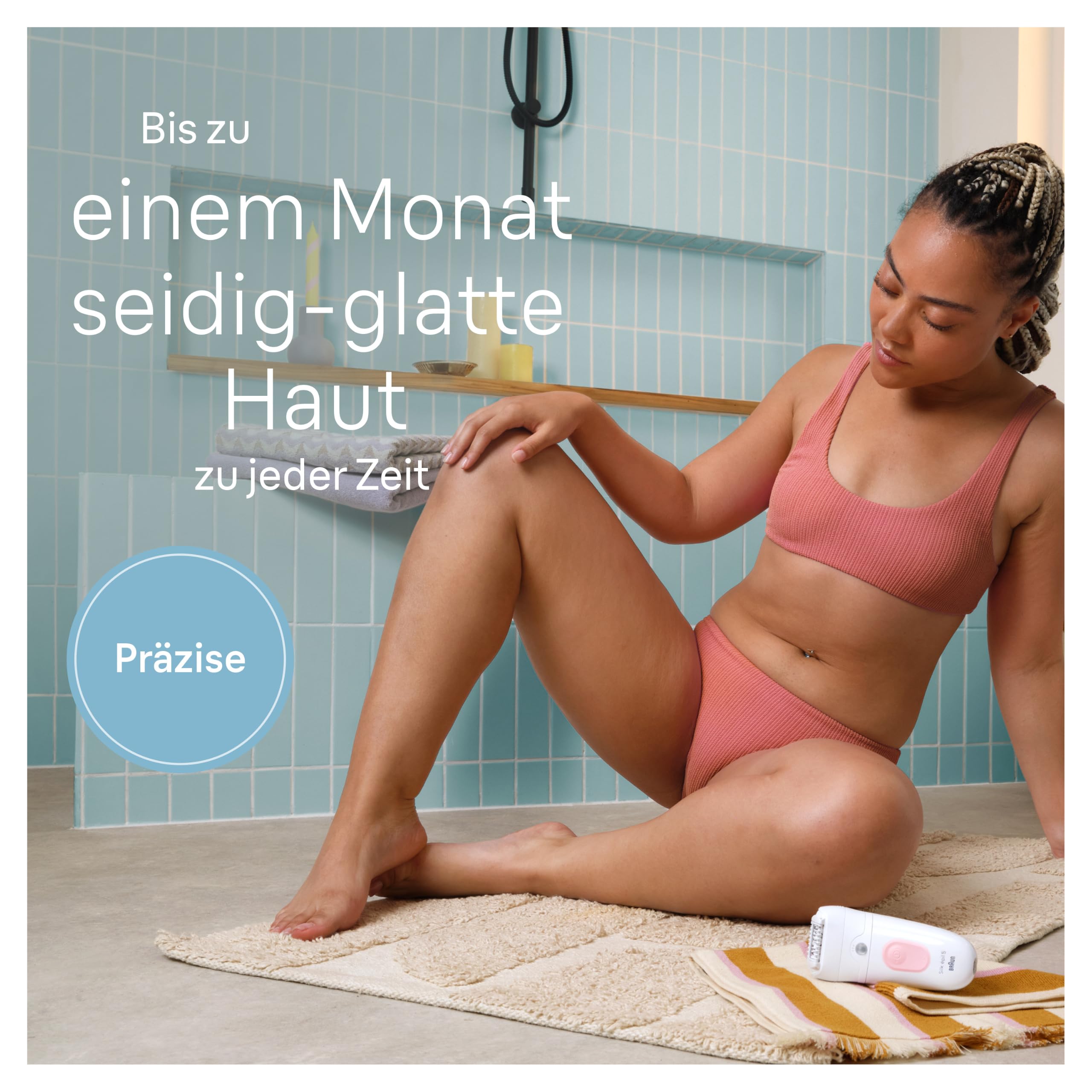 Braun Silk-épil 5 Epilierer Damen, Haarentferner Wasserdicht, Ladyshaver, 5-060, Weiß/Flamingorosa
