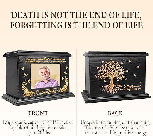 Miniatura 2 de Urna de cremación para cenizas para mujeres, urna humana para cenizas, adultos, hombres o mujeres, marco de fotos de madera, caja y ataúd para