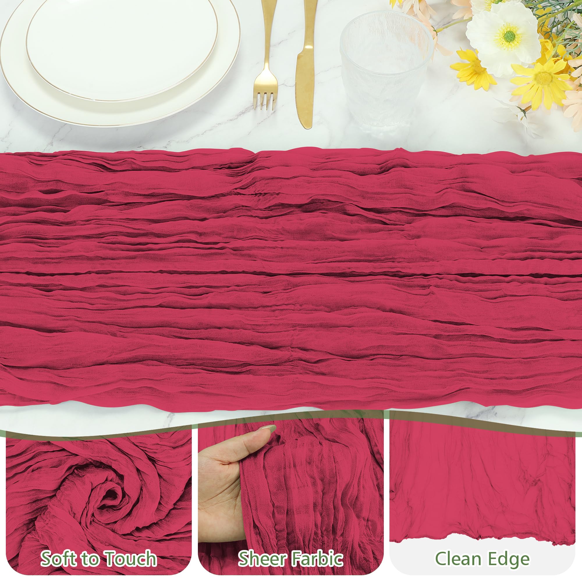 Paquete de 14 caminos de mesa de gasa bohemia de 35 x 120 pulgadas de largo, decoración rústica de boda, camino de mesa de tela de queso, camino para mesa, caminos de mesa a granel, fiesta de