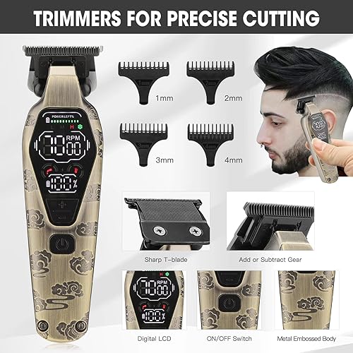Miniatura 8 de Cortadora de pelo profesional inalámbrica para hombres  Cortadora de pelo Zero Gap T-Blade Trimmer Eléctrica de lámina y recortadora de pelo de