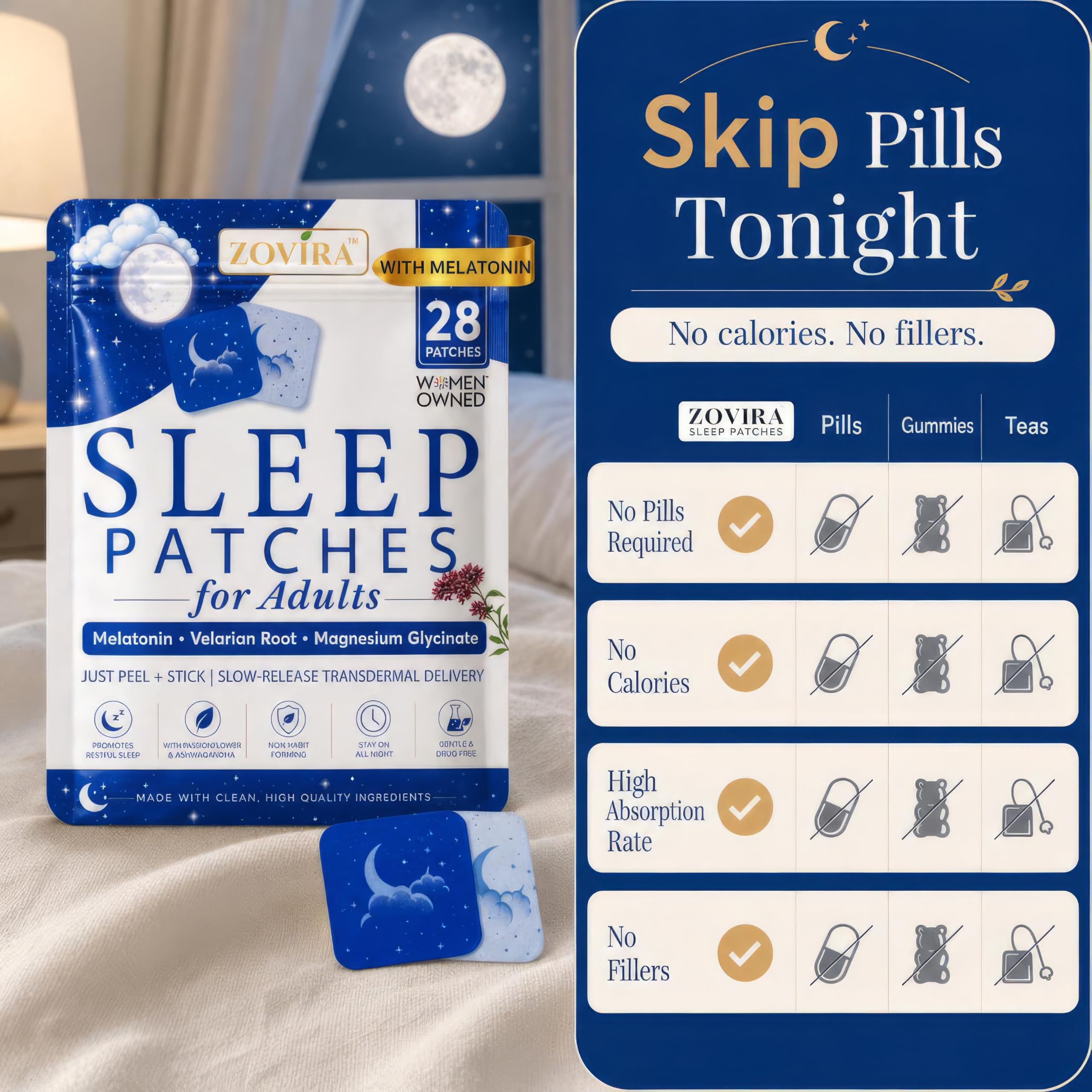 Sleep Patches for Adults — Extra Strength Melatonin & Magnesium Patch — Time-Release Sleep Aid Stickers — Non-Habit Forming, Hypoallergenic — 28 Transdermal Patches for Deep Rest & Relaxation — Amazon image 9