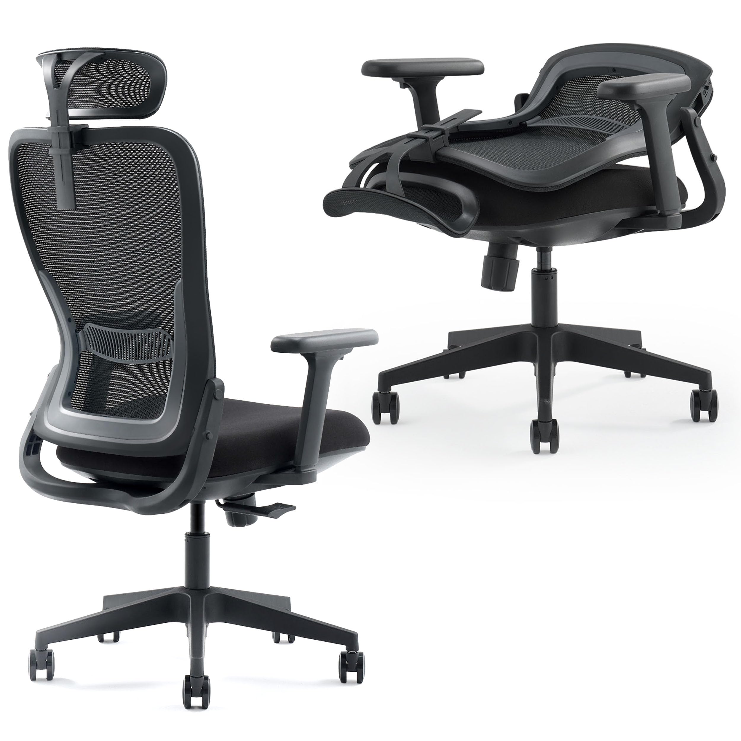 Tervo Model Y | Folding Office Chair for Small Spaces | Gaming Chair for Adults & Kids | Ergonomic Mesh Computer Chair | Foldable Desk Chair Home Work | (Model Y | No Footrest | Midnight Black)